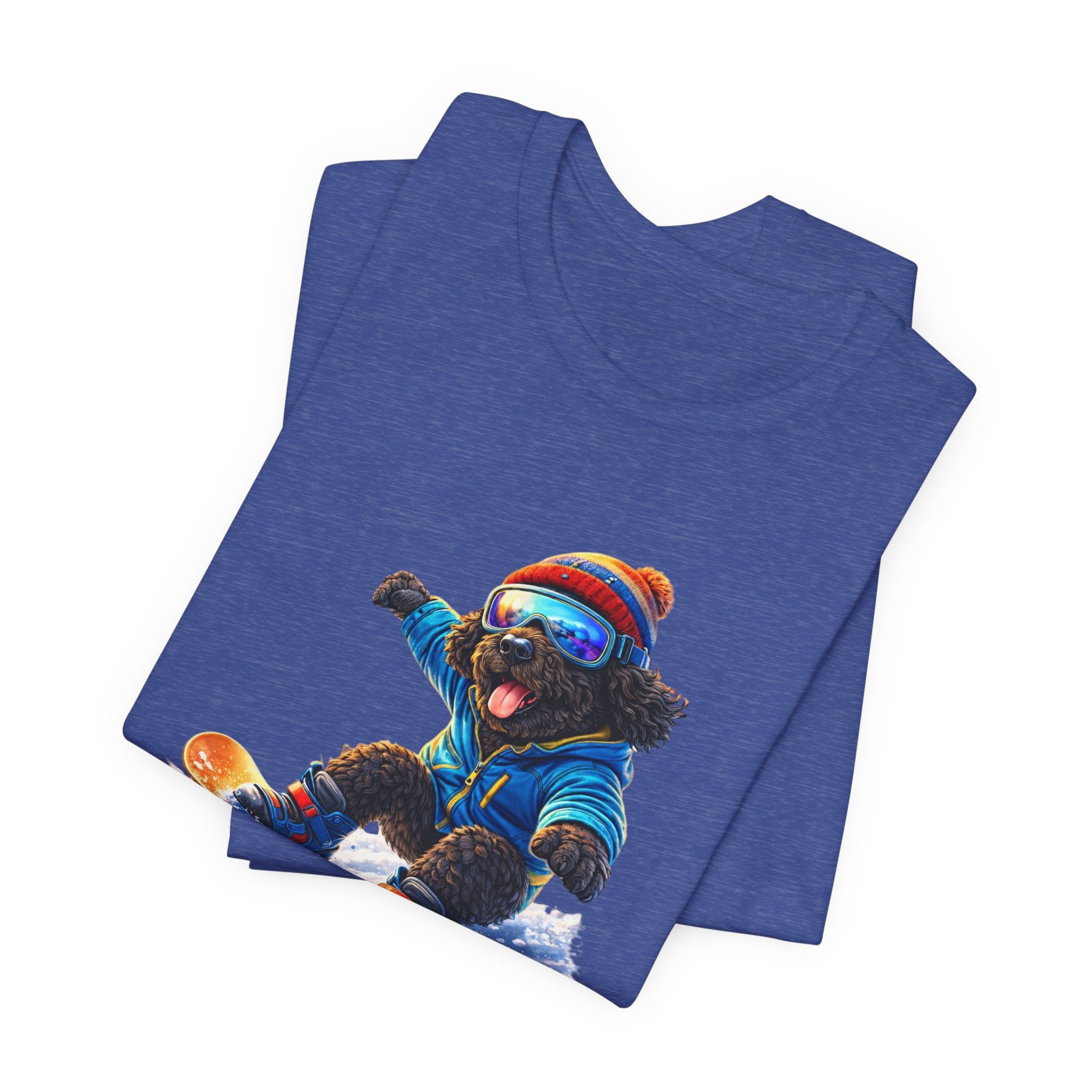 Cool Dood Snowboarding Tee — Cute Black Golden Doodle Snowboard Graphic T‑Shirt