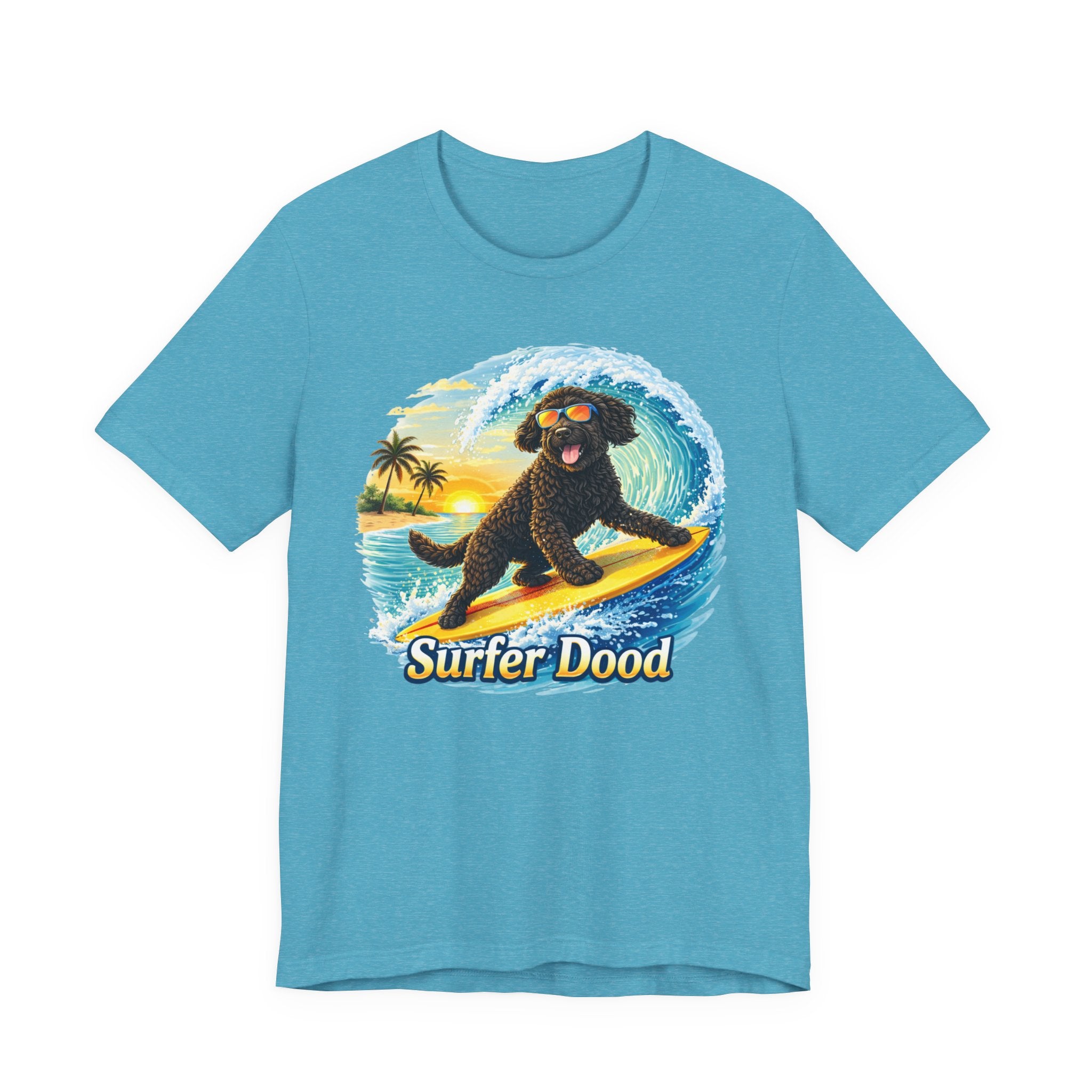 Surfer Dood T-Shirt — Cute Surfing Goldendoodle Dog Tee