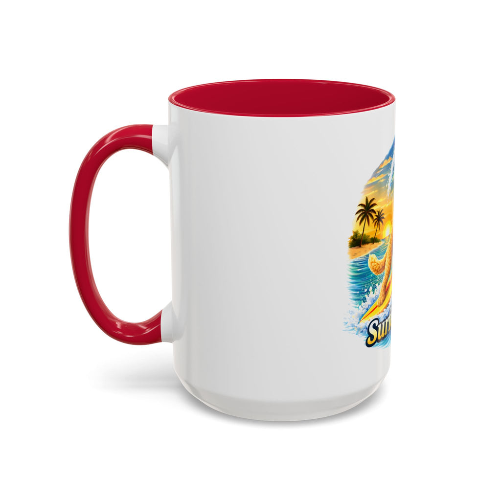Golden Doodle Surfing Coffee Mug — Funny Colorful (15oz)