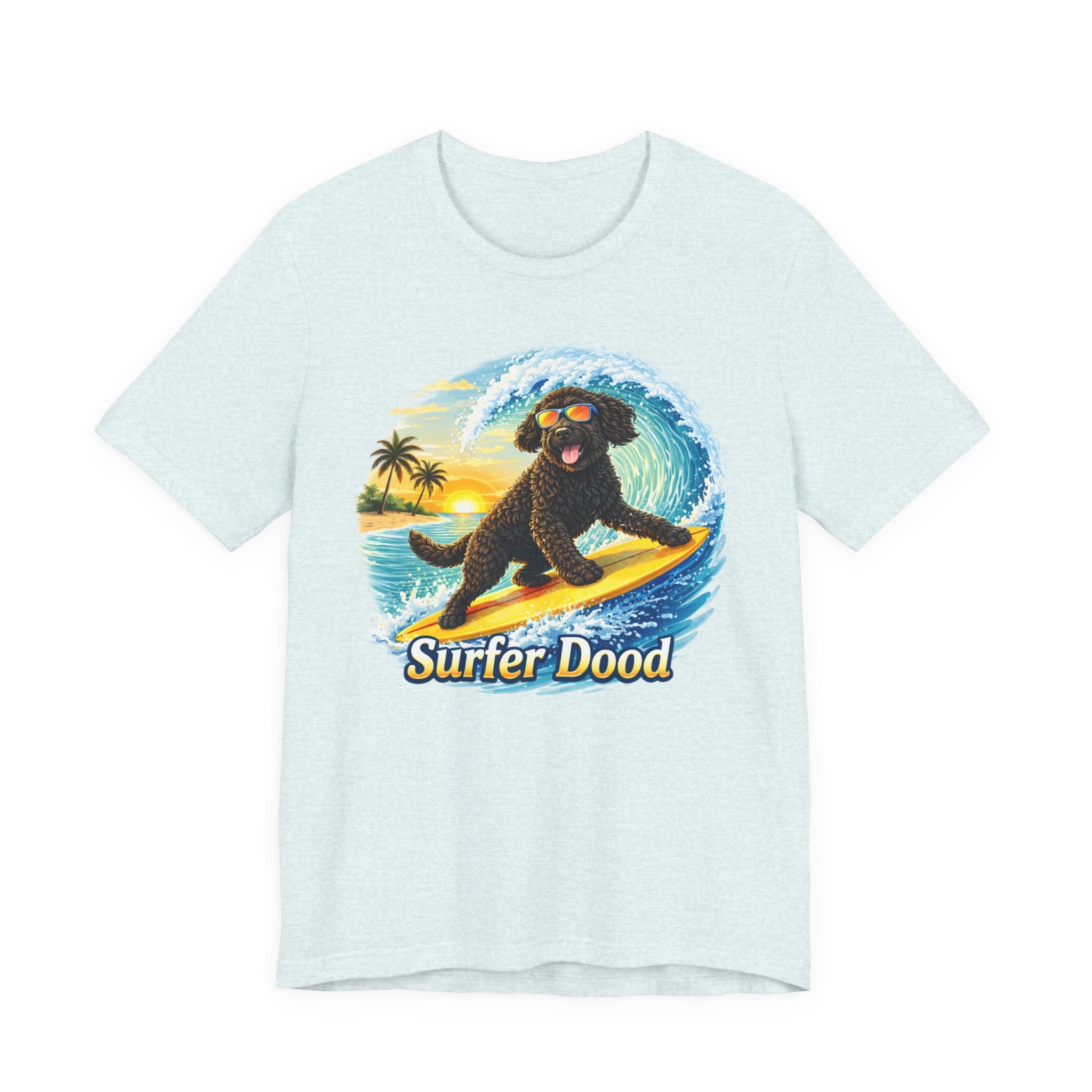 Surfer Dood T-Shirt — Cute Surfing Goldendoodle Dog Tee