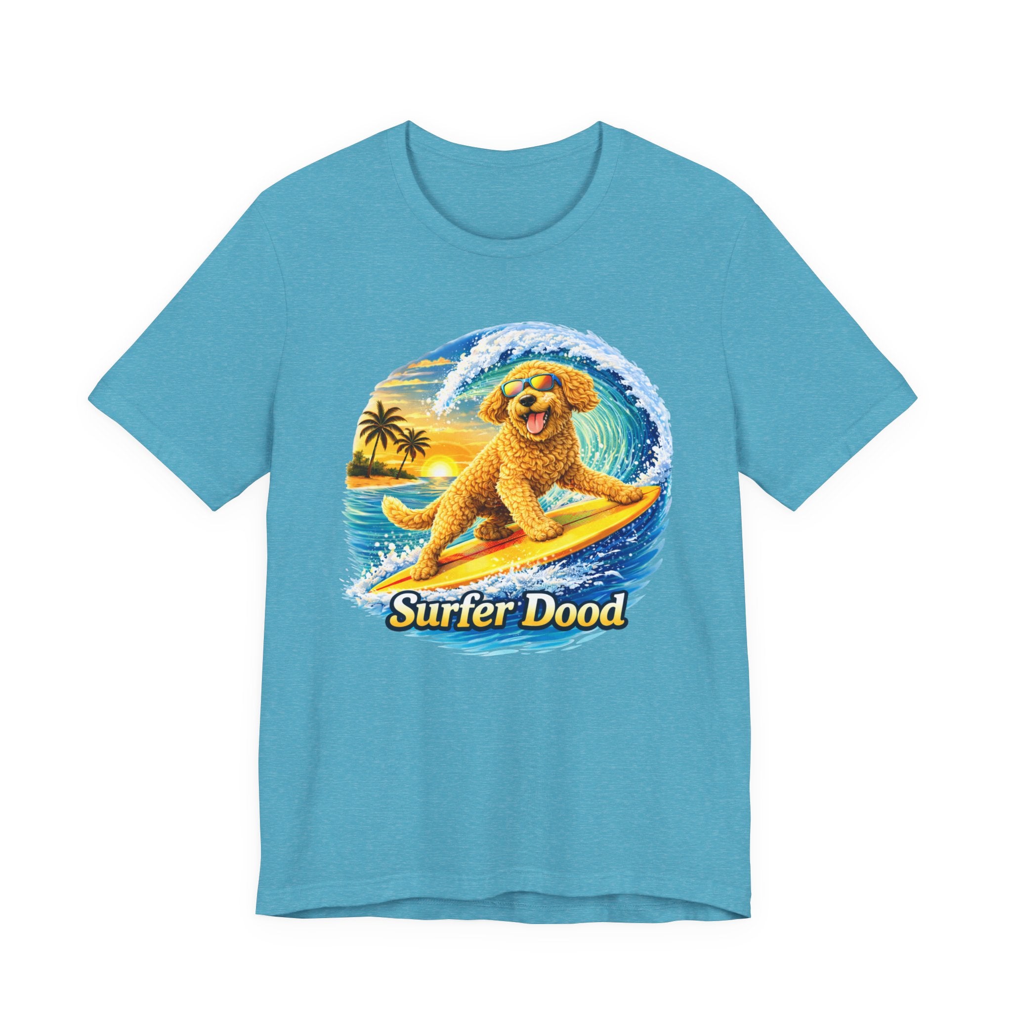 Surfer Dood T-Shirt — Cute Golden Doodle Surfing Graphic Tee