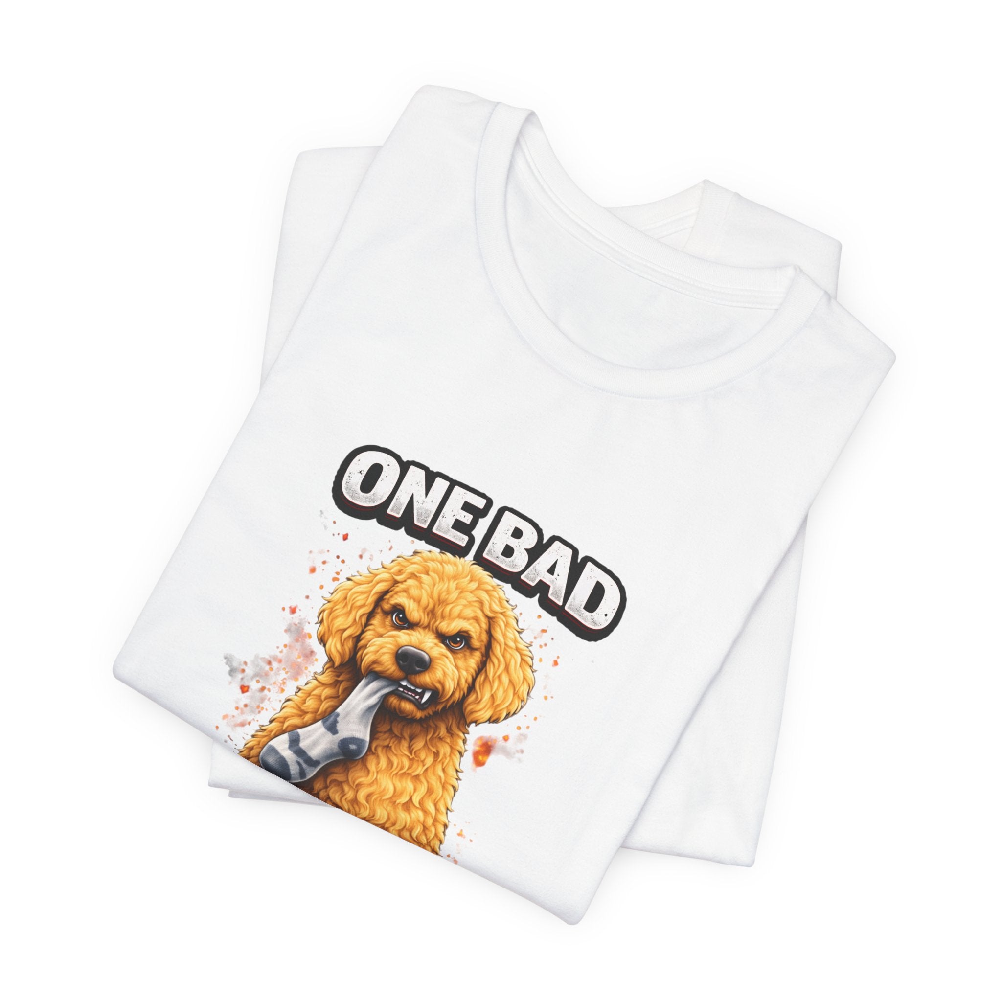One Bad Dood Dog T-Shirt — Funny Golden Doodle Cartoon Tee for Dog Lovers