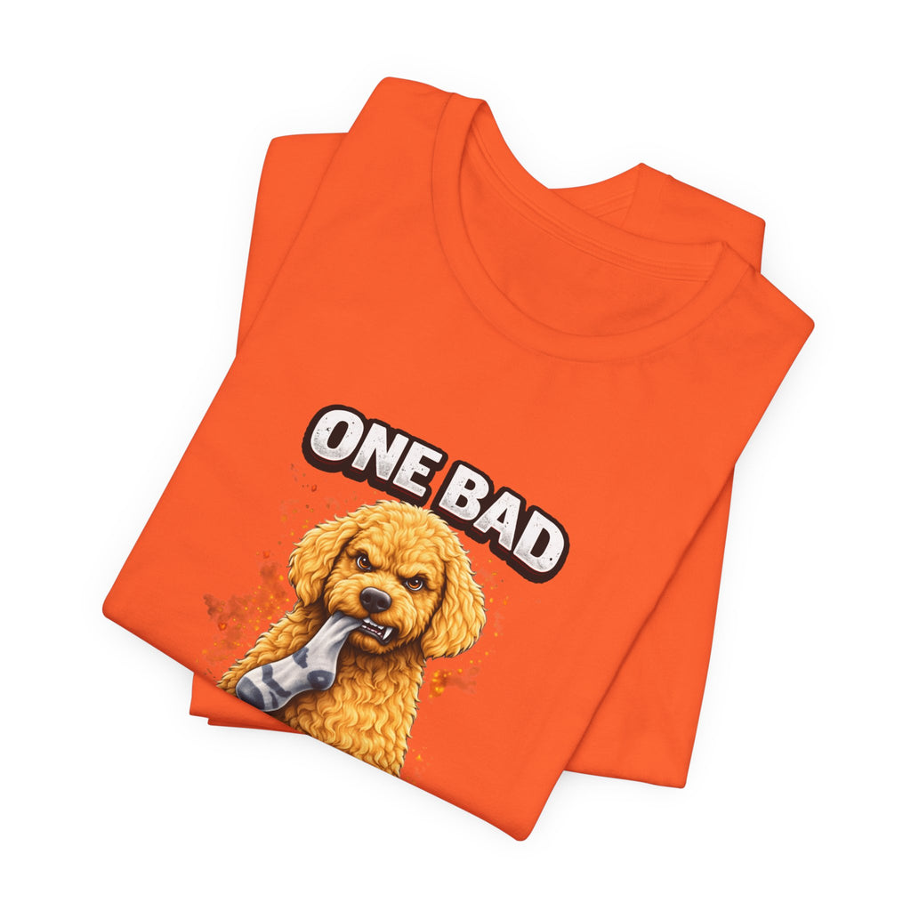One Bad Dood Dog T-Shirt — Funny Golden Doodle Cartoon Tee for Dog Lovers