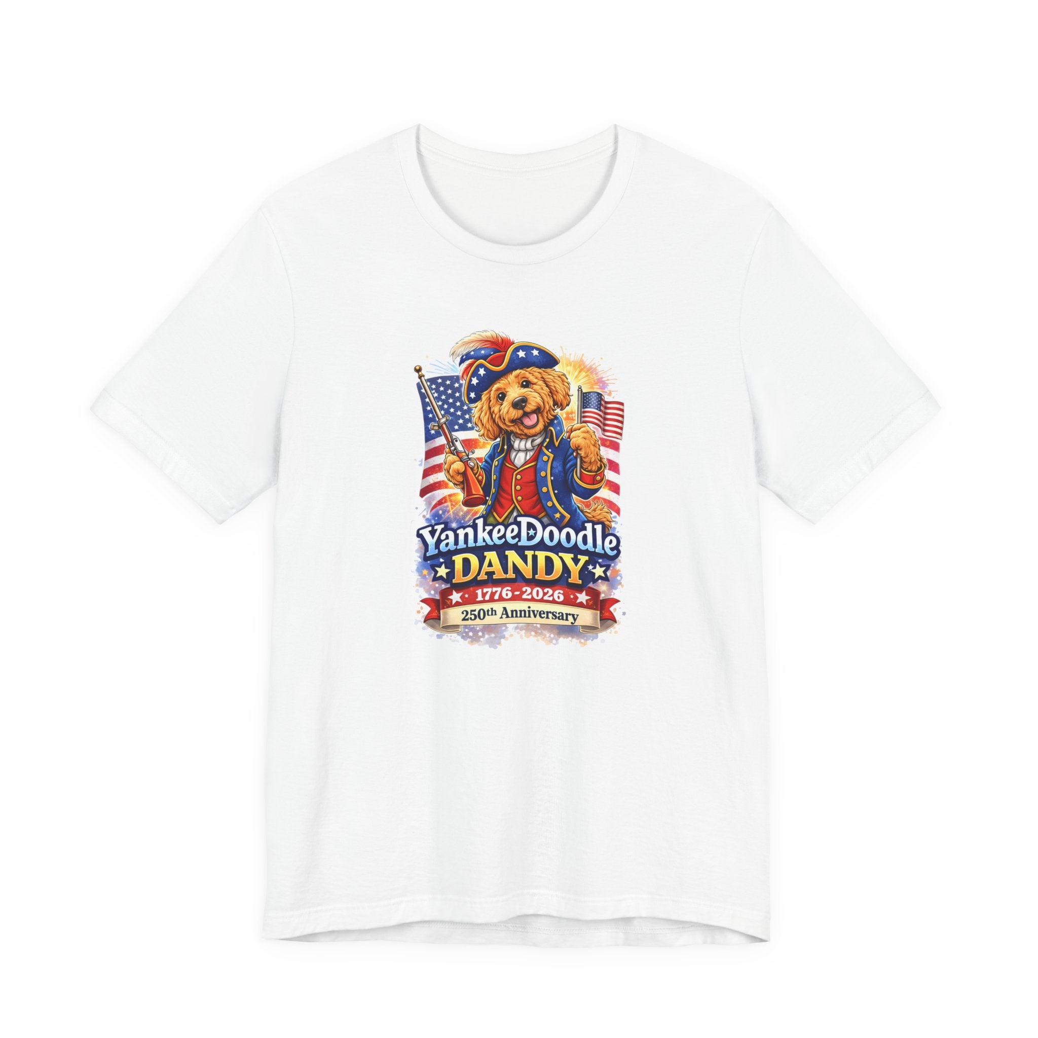 Golden Doodle 4th of July Tee — USA 250 Birthday Doodle Design