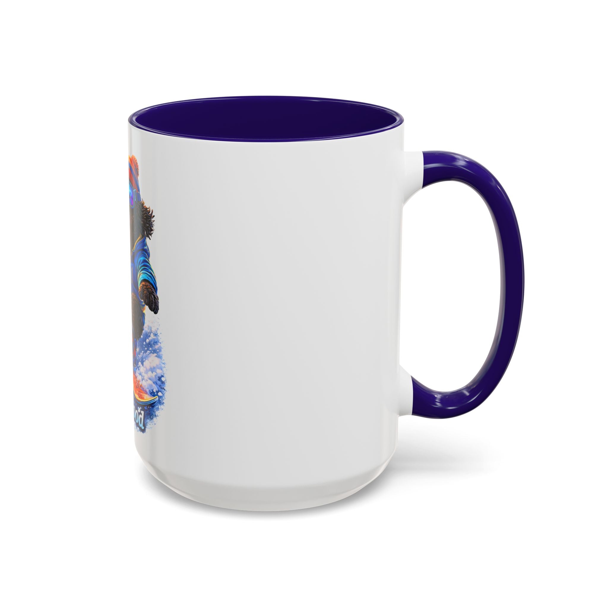 Cool Dood Snowboarding Black Golden Doodle  Mug — (15oz)