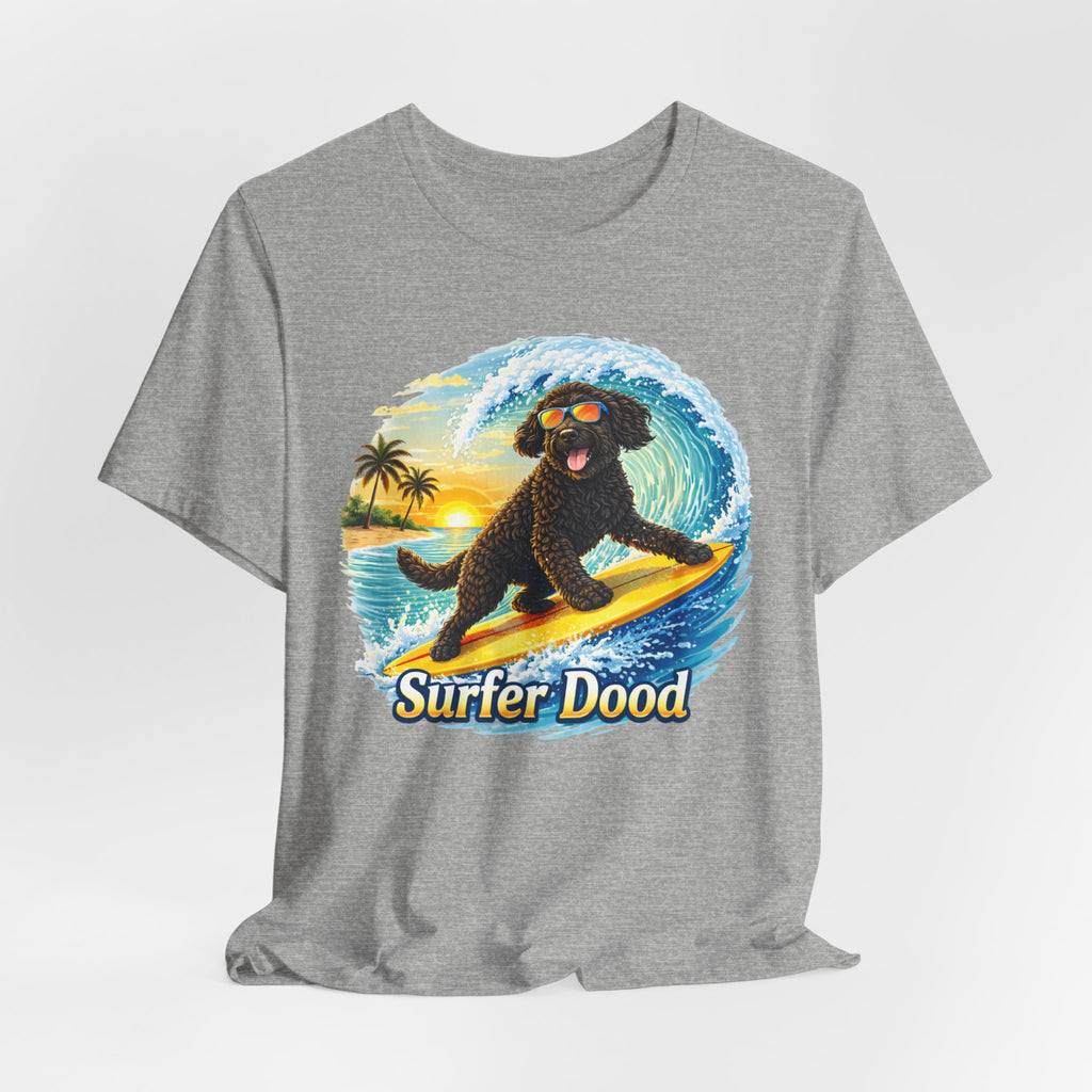 Surfer Dood T-Shirt — Cute Surfing Goldendoodle Dog Tee