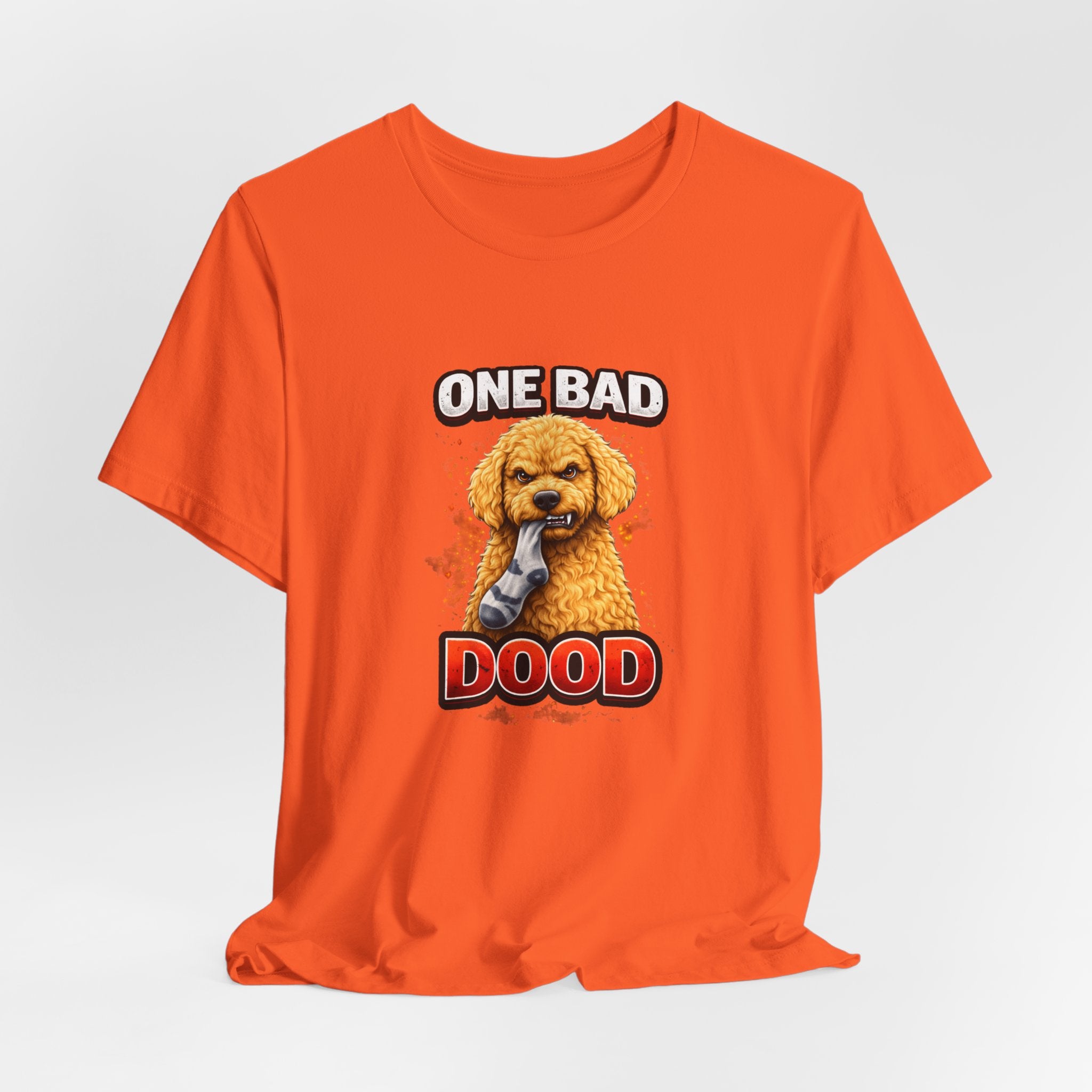 One Bad Dood Dog T-Shirt — Funny Golden Doodle Cartoon Tee for Dog Lovers