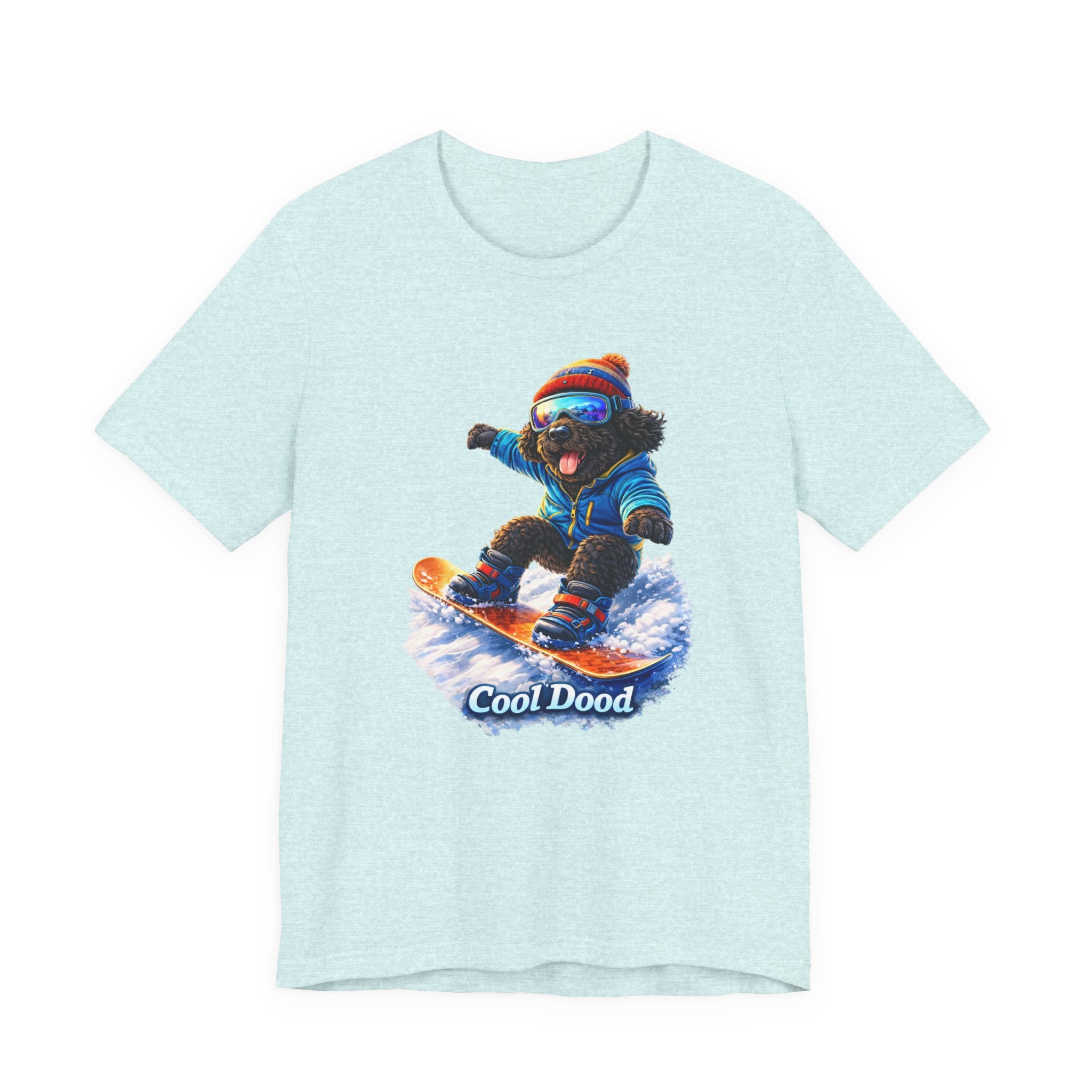 Cool Dood Snowboarding Tee — Cute Black Golden Doodle Snowboard Graphic T‑Shirt