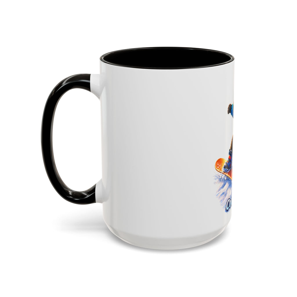 Cool Dood Snowboarding Black Golden Doodle  Mug — (15oz)