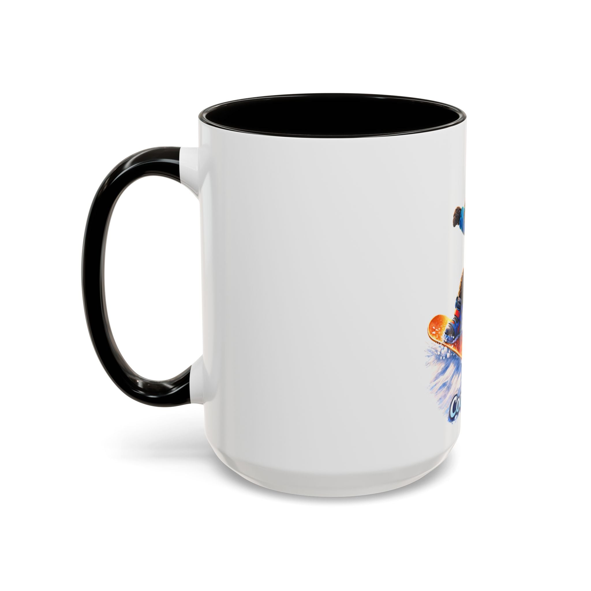 Cool Dood Snowboarding Black Golden Doodle  Mug — (15oz)