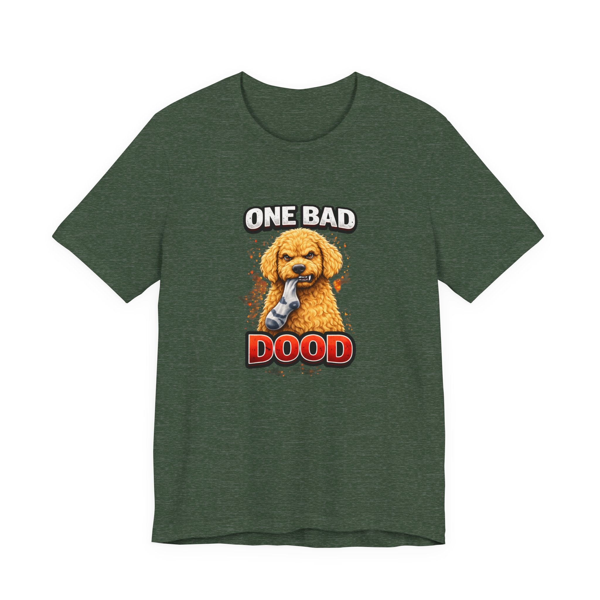 One Bad Dood Dog T-Shirt — Funny Golden Doodle Cartoon Tee for Dog Lovers