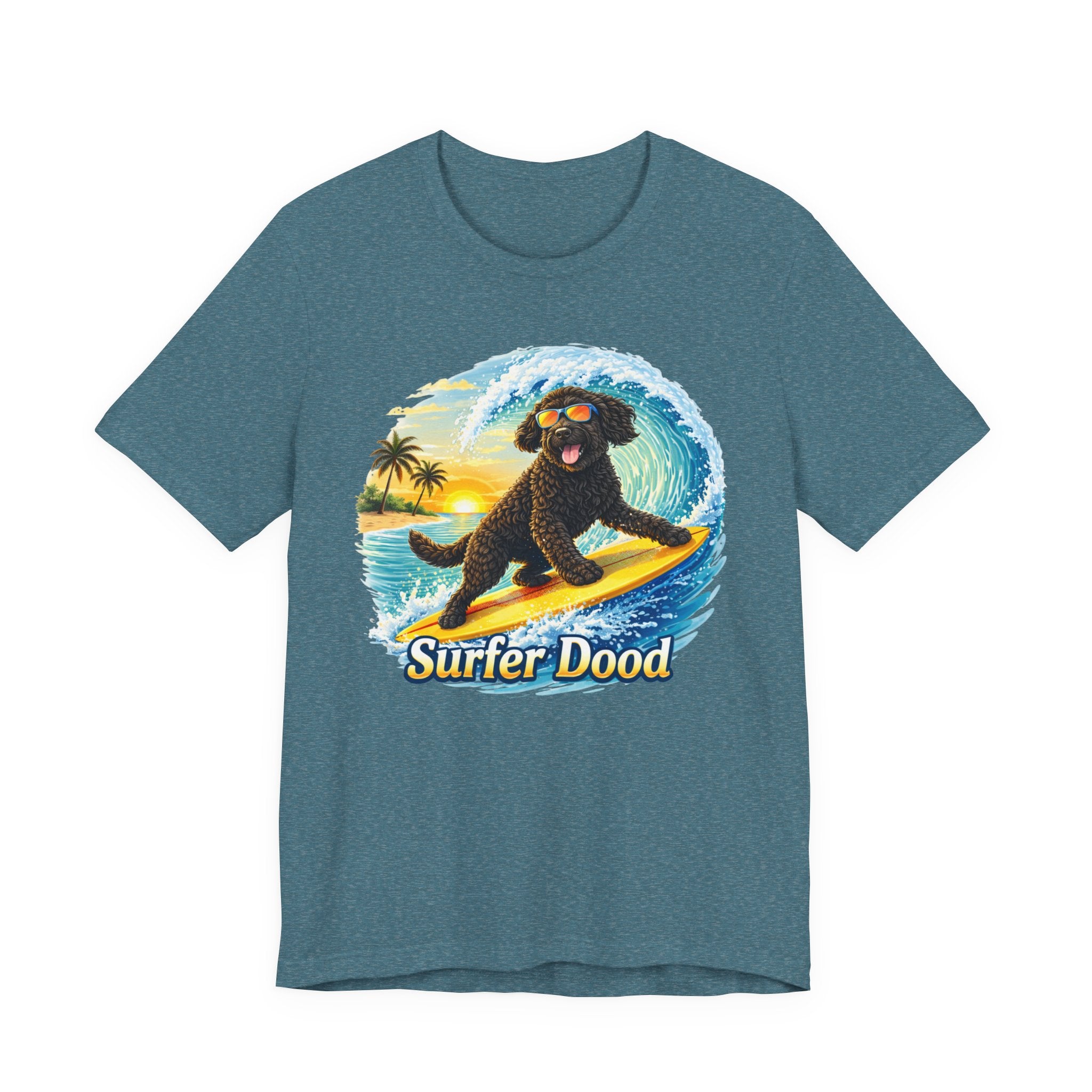 Surfer Dood T-Shirt — Cute Surfing Goldendoodle Dog Tee