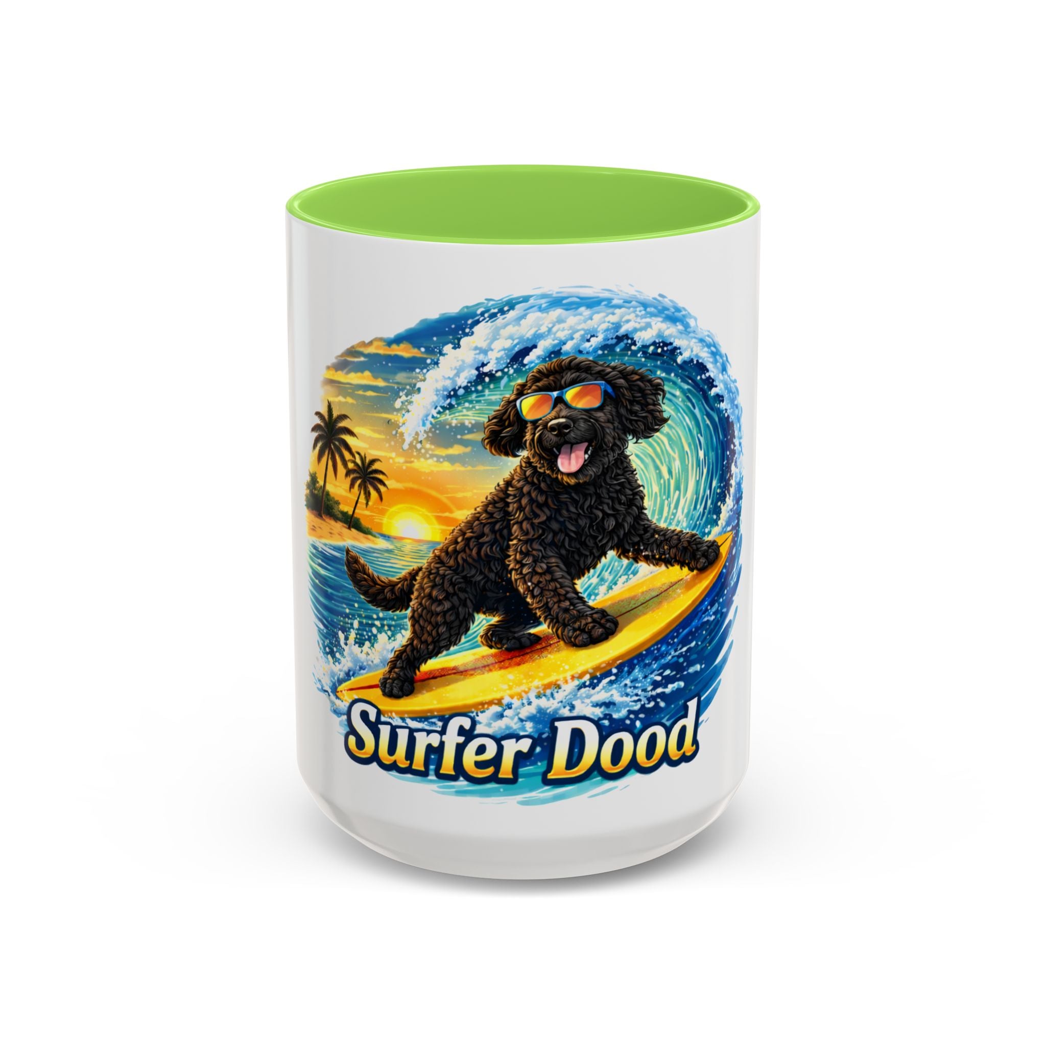Surfer Dood Coffee Mug – Surfing Dog Graphic (15oz)