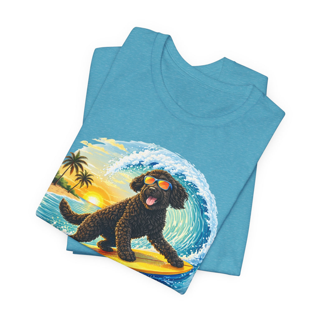 Surfer Dood T-Shirt — Cute Surfing Goldendoodle Dog Tee