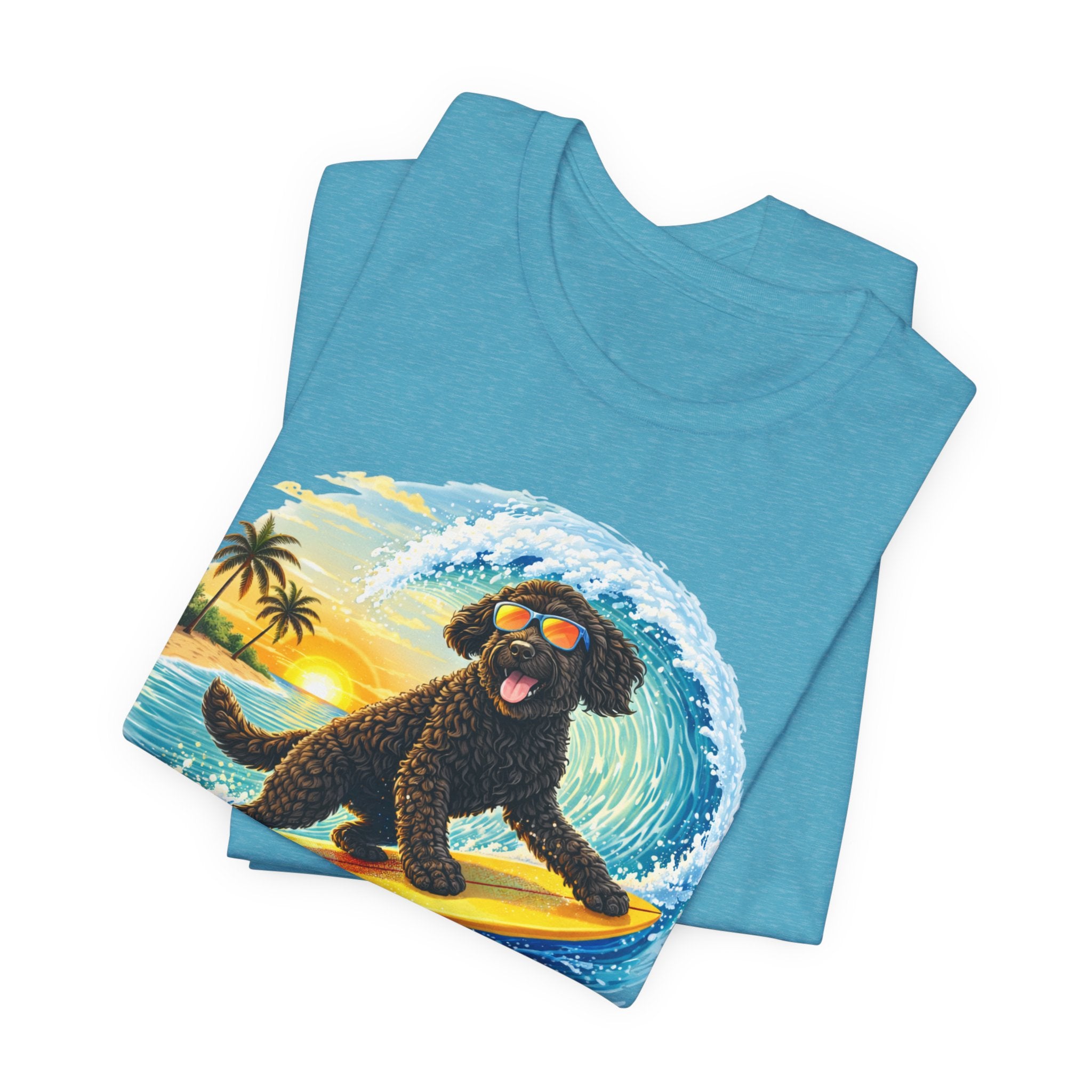 Surfer Dood T-Shirt — Cute Surfing Goldendoodle Dog Tee