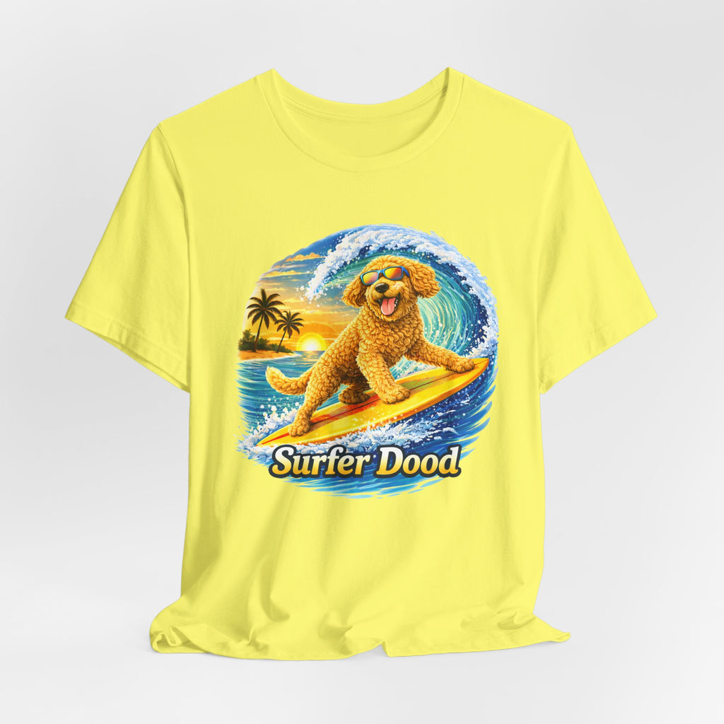 Surfer Dood T-Shirt — Cute Golden Doodle Surfing Graphic Tee