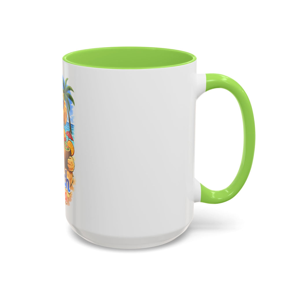 Beach Dood Dog Mug — Cute Golden Doodle with Sunglasses & Tropical Drink (15oz)