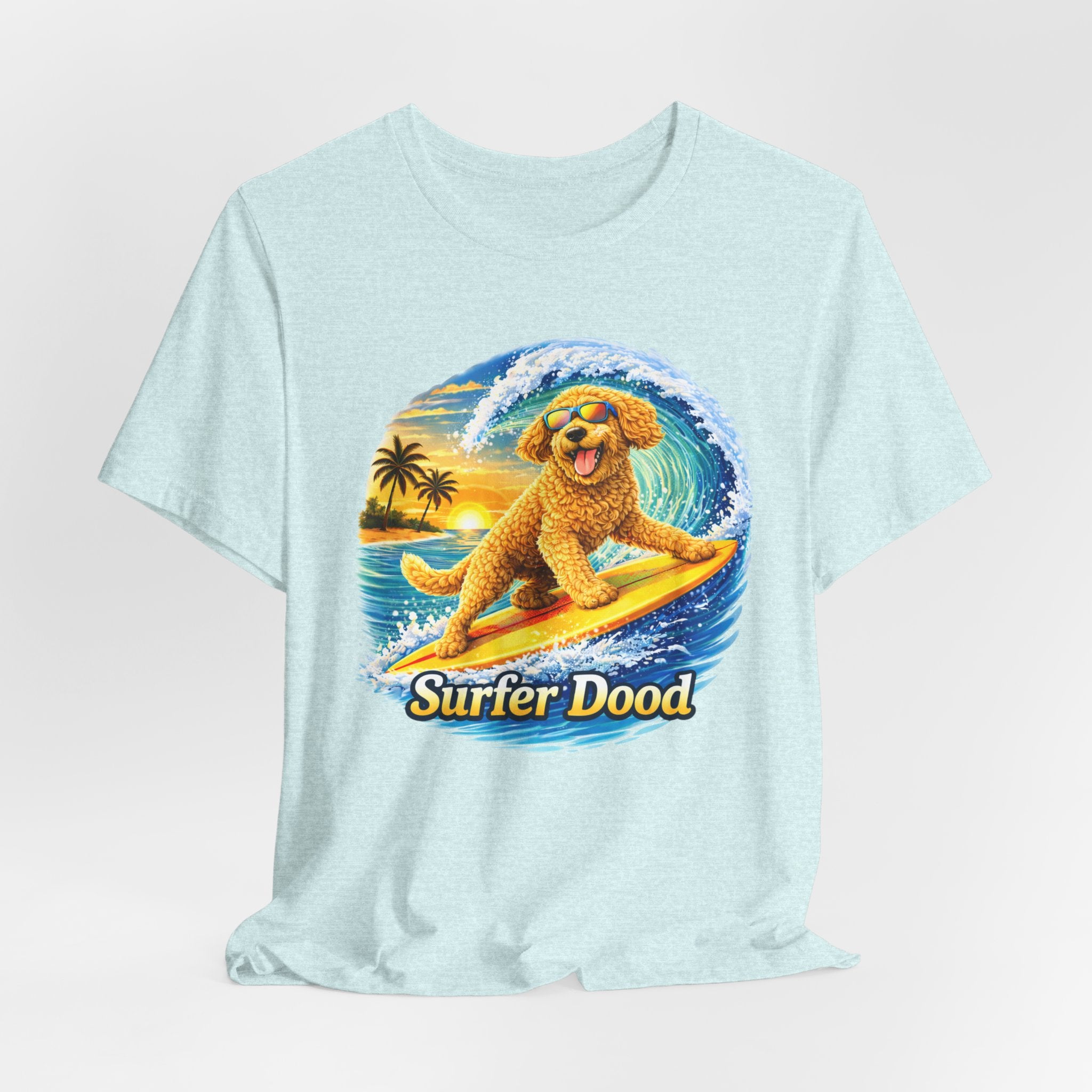 Surfer Dood T-Shirt — Cute Golden Doodle Surfing Graphic Tee