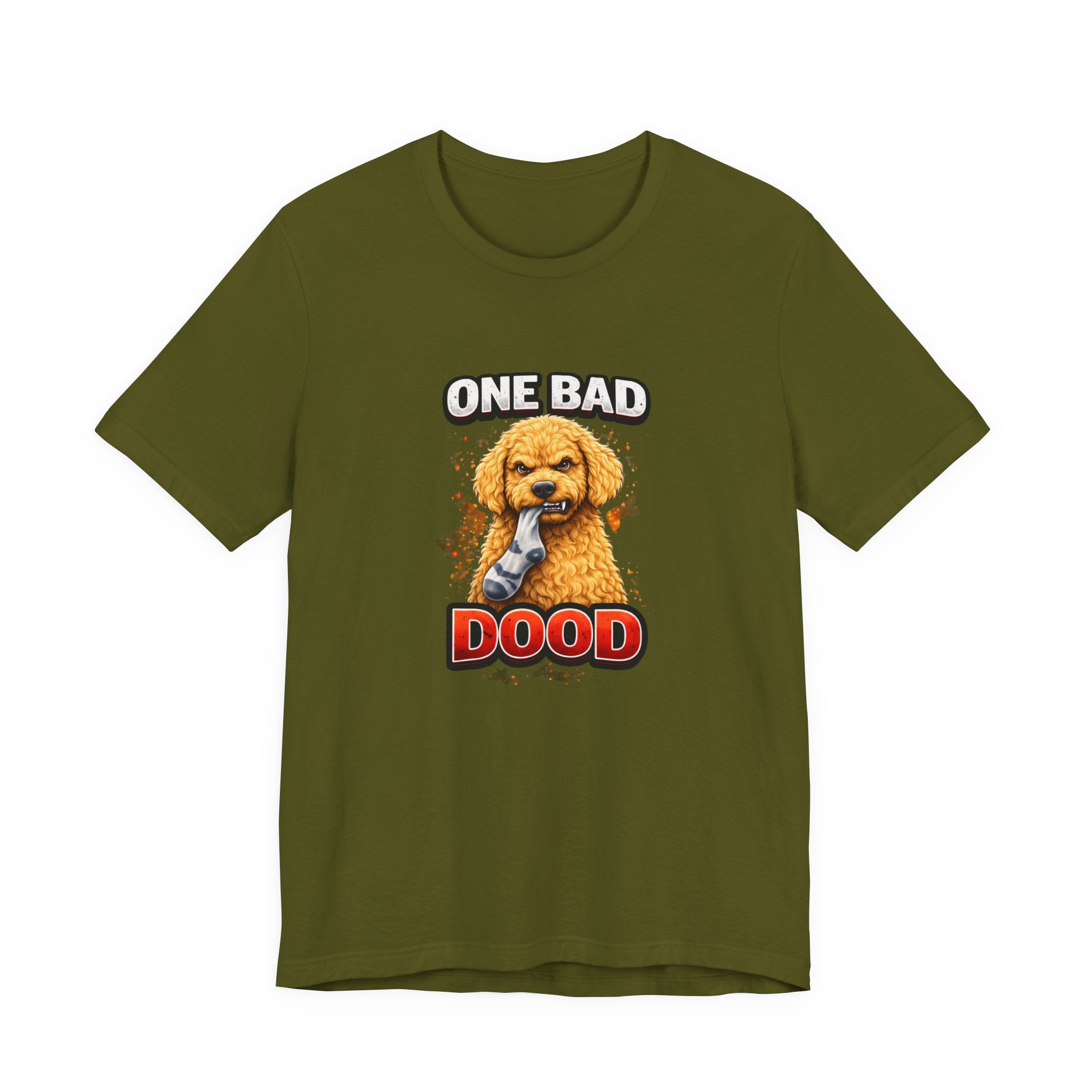 One Bad Dood Dog T-Shirt — Funny Golden Doodle Cartoon Tee for Dog Lovers