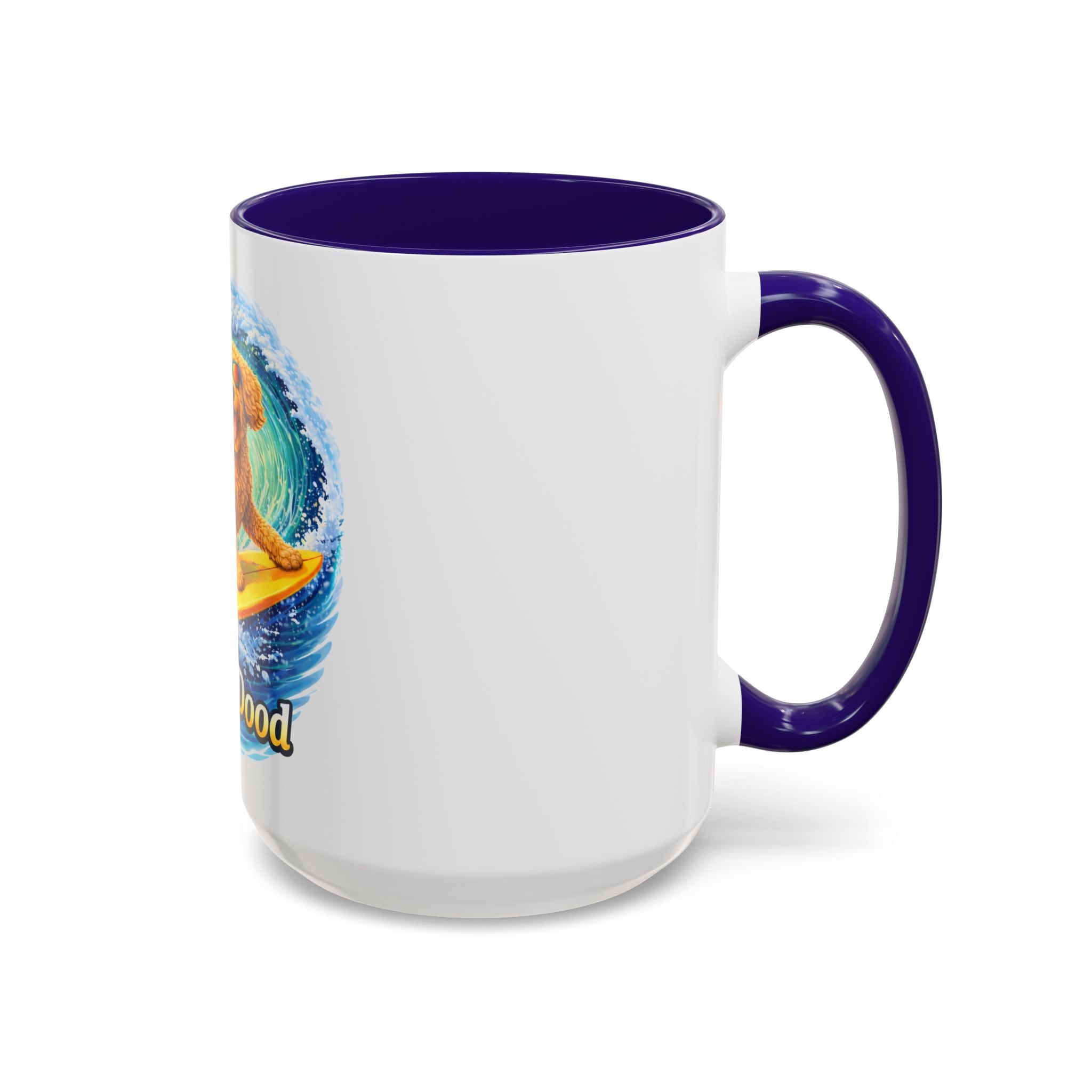 Golden Doodle Surfing Coffee Mug — Funny Colorful (15oz)