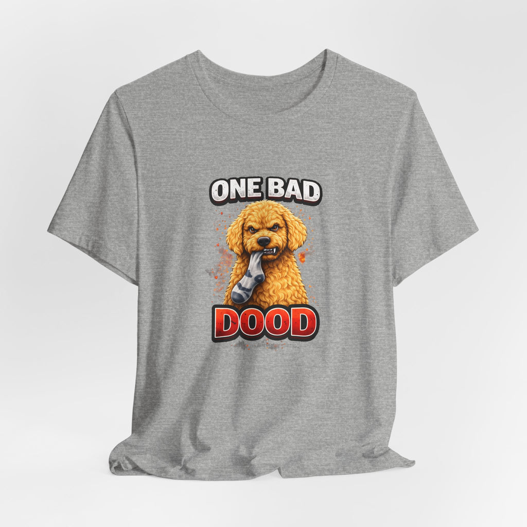 One Bad Dood Dog T-Shirt — Funny Golden Doodle Cartoon Tee for Dog Lovers