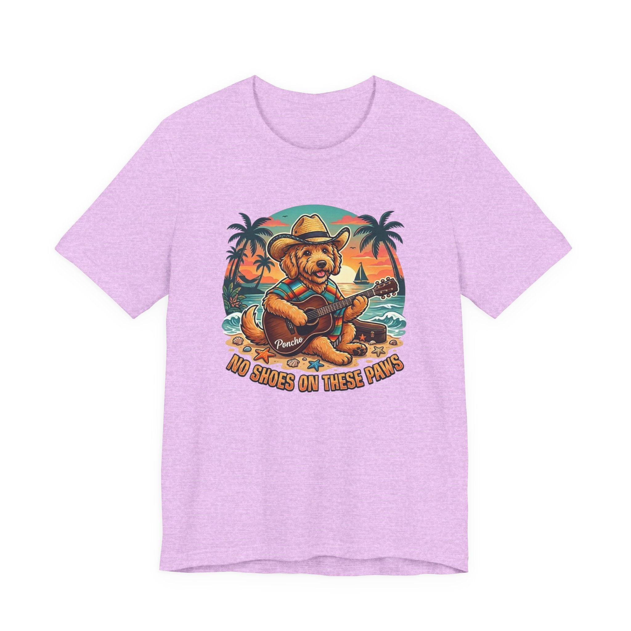 Golden Doodle Guitar Tee — Tropical Island Dog Playing Guitar