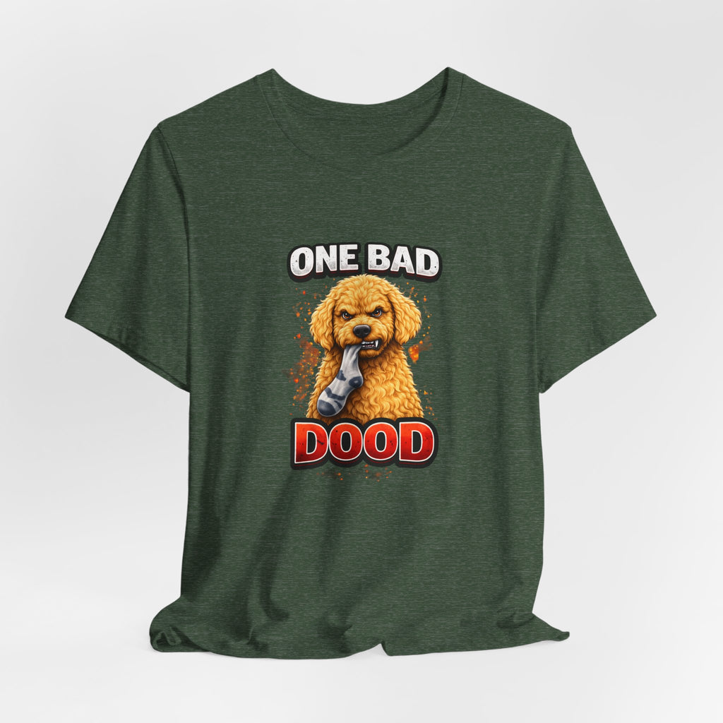One Bad Dood Dog T-Shirt — Funny Golden Doodle Cartoon Tee for Dog Lovers