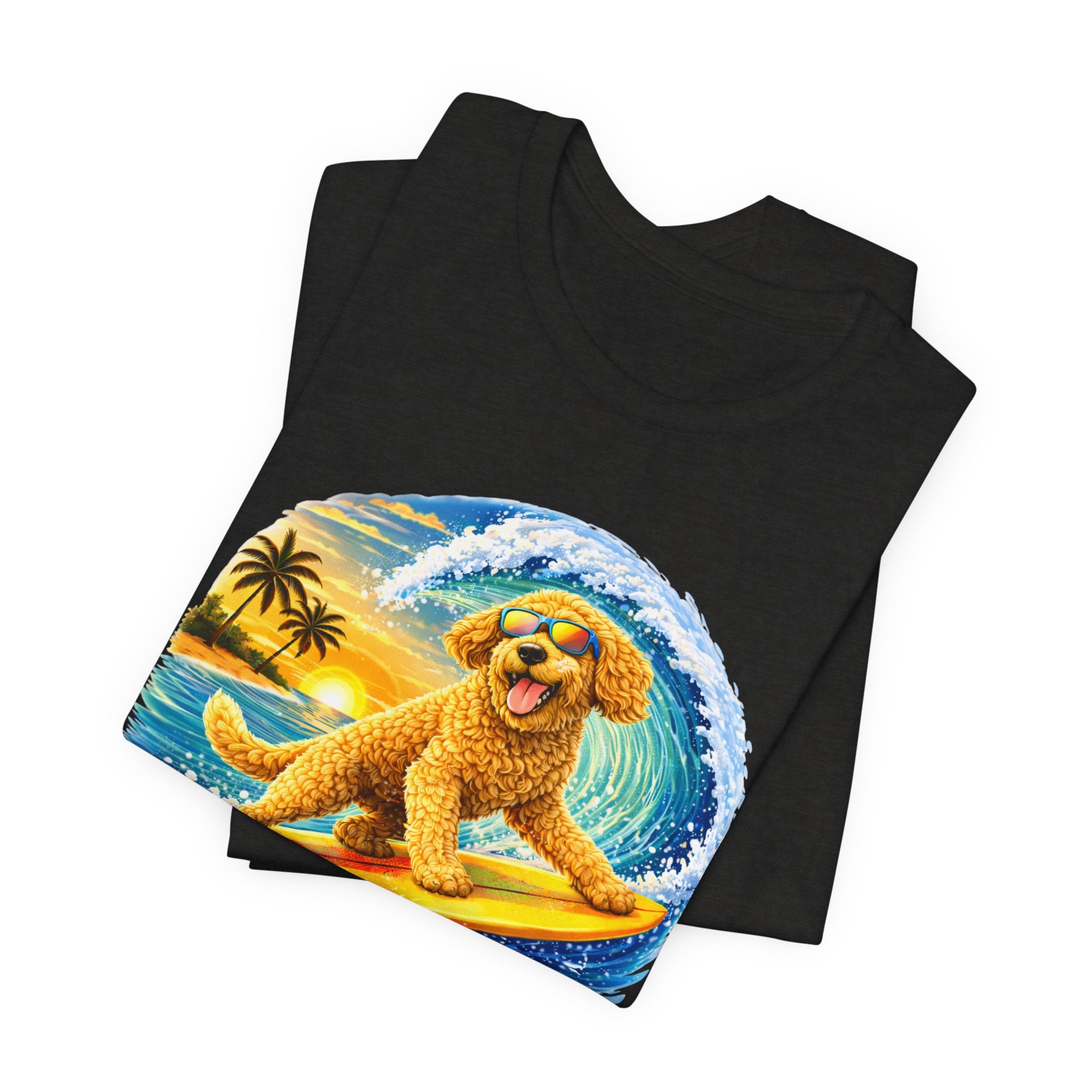 Surfer Dood T-Shirt — Cute Golden Doodle Surfing Graphic Tee