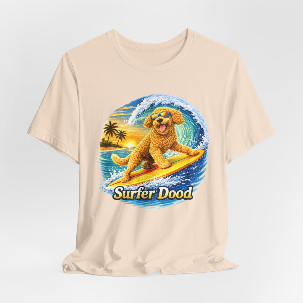 Surfer Dood T-Shirt — Cute Golden Doodle Surfing Graphic Tee
