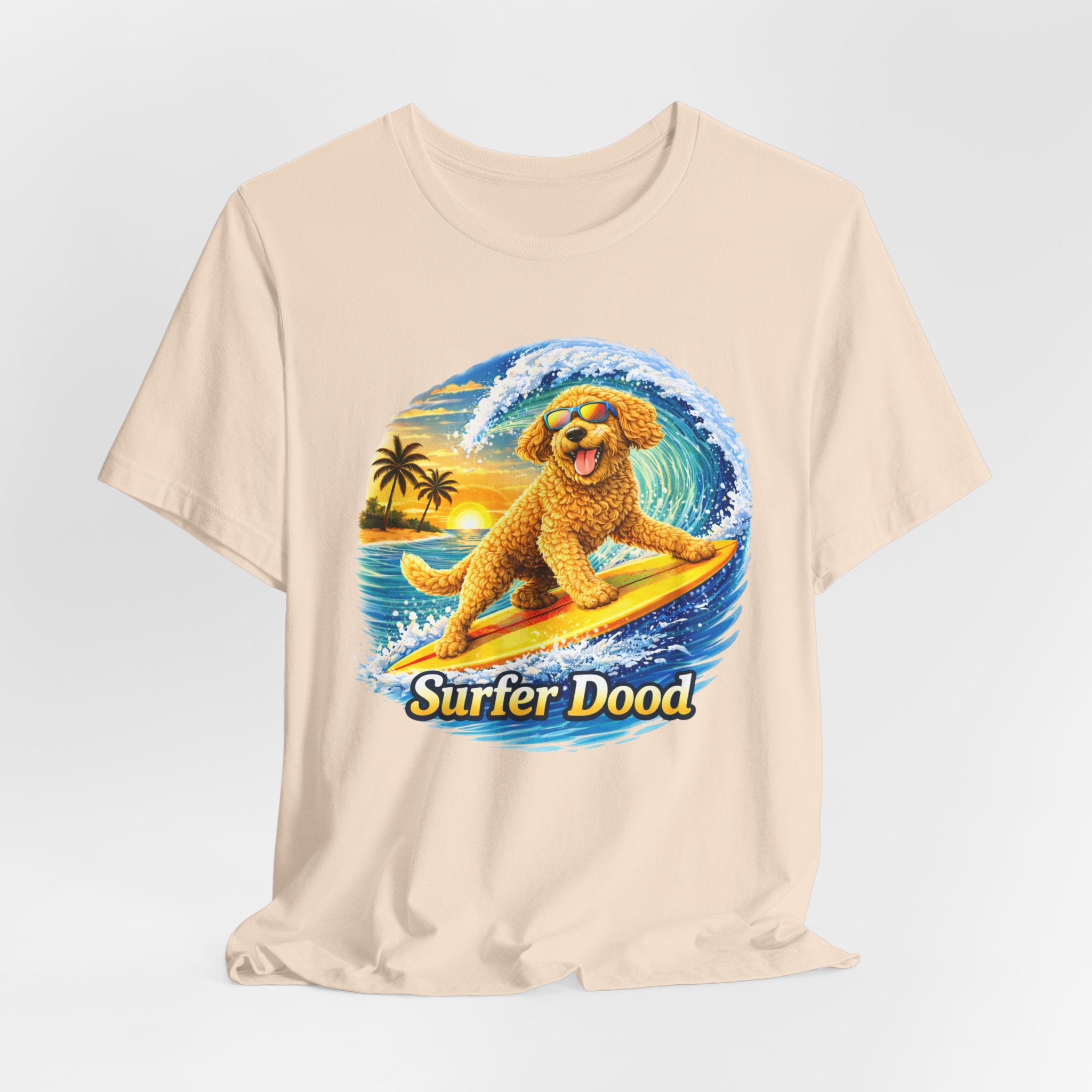 Surfer Dood T-Shirt — Cute Golden Doodle Surfing Graphic Tee