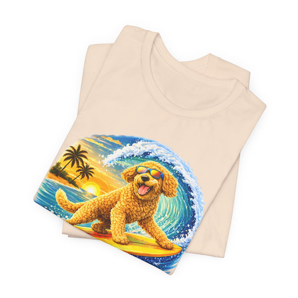 Surfer Dood T-Shirt — Cute Golden Doodle Surfing Graphic Tee