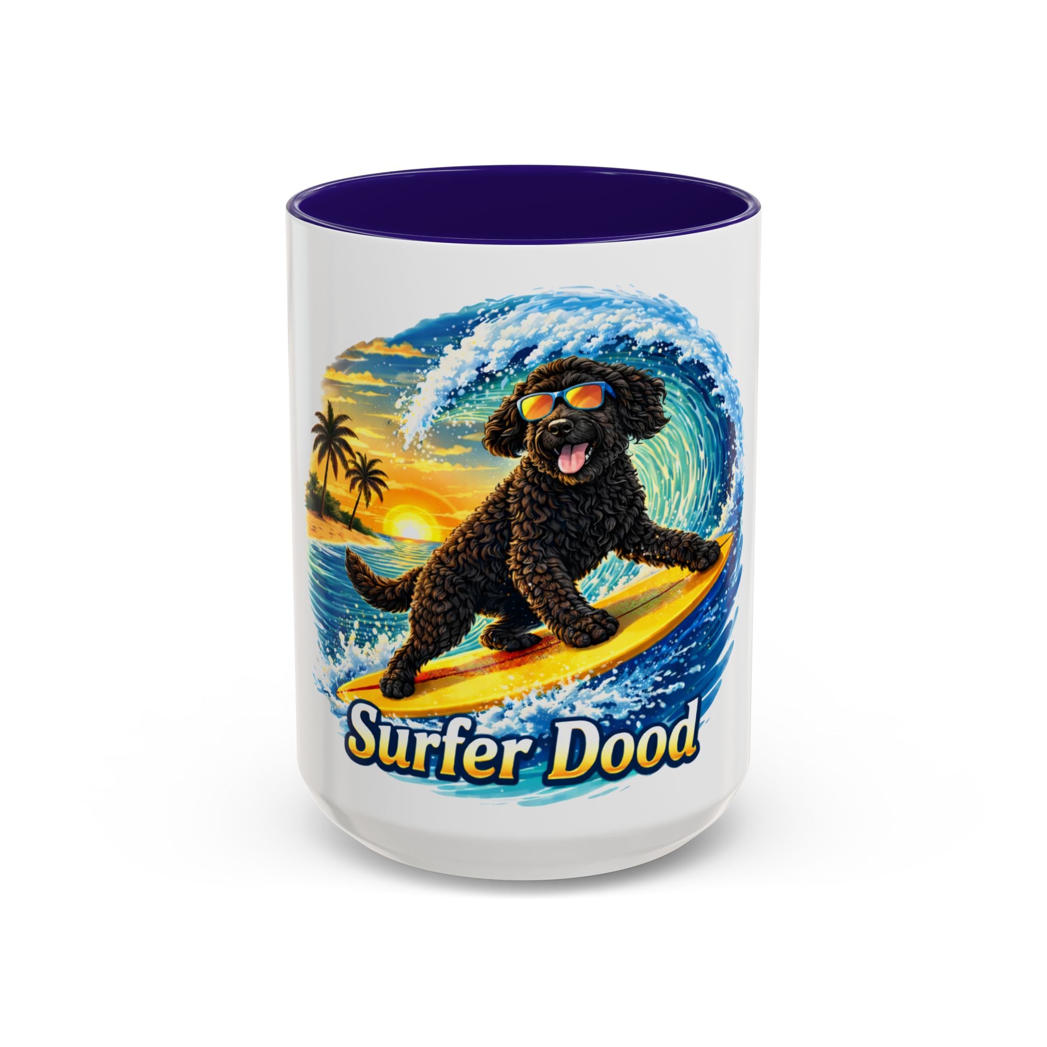 Surfer Dood Coffee Mug – Surfing Dog Graphic (15oz)