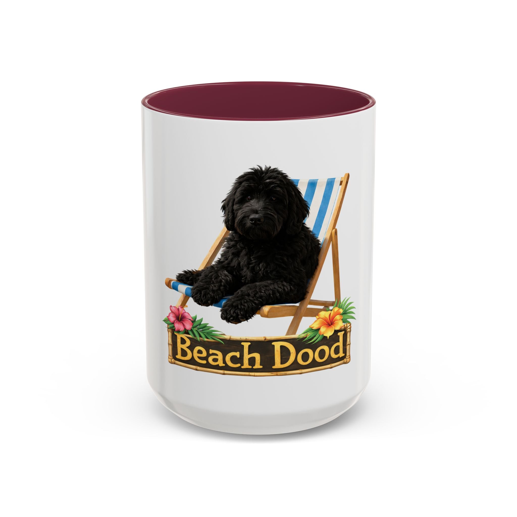 Beach Dood - Black Golden Doodle Beach Chair Mug - (15oz)