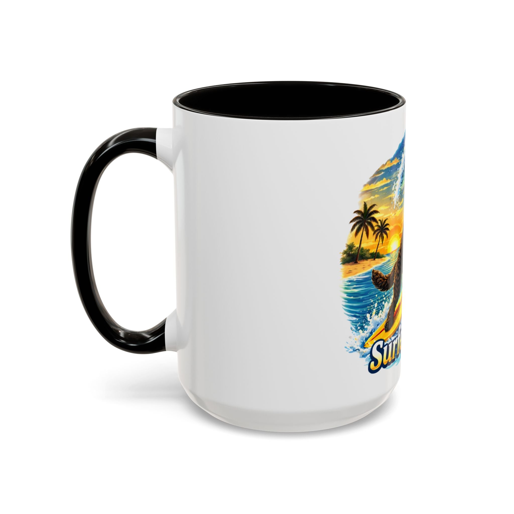 Surfer Dood Coffee Mug – Surfing Dog Graphic (15oz)