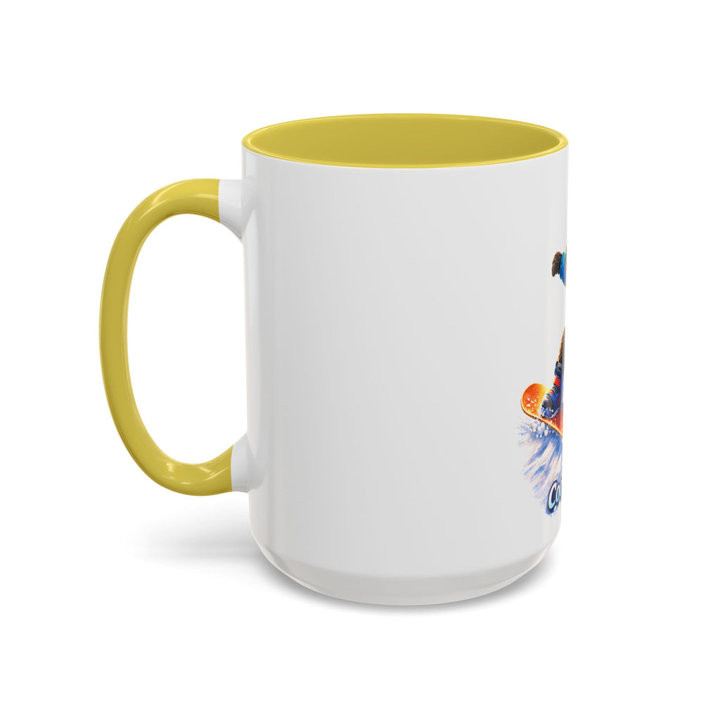 Cool Dood Snowboarding Black Golden Doodle  Mug — (15oz)