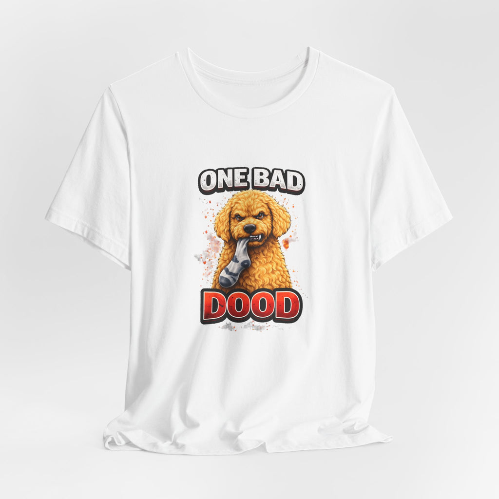 One Bad Dood Dog T-Shirt — Funny Golden Doodle Cartoon Tee for Dog Lovers