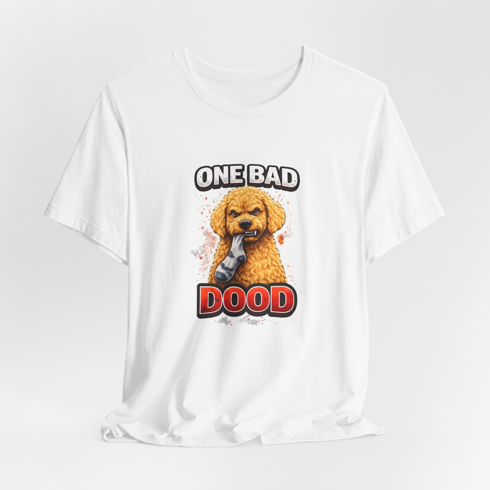 One Bad Dood Dog T-Shirt — Funny Golden Doodle Cartoon Tee for Dog Lovers