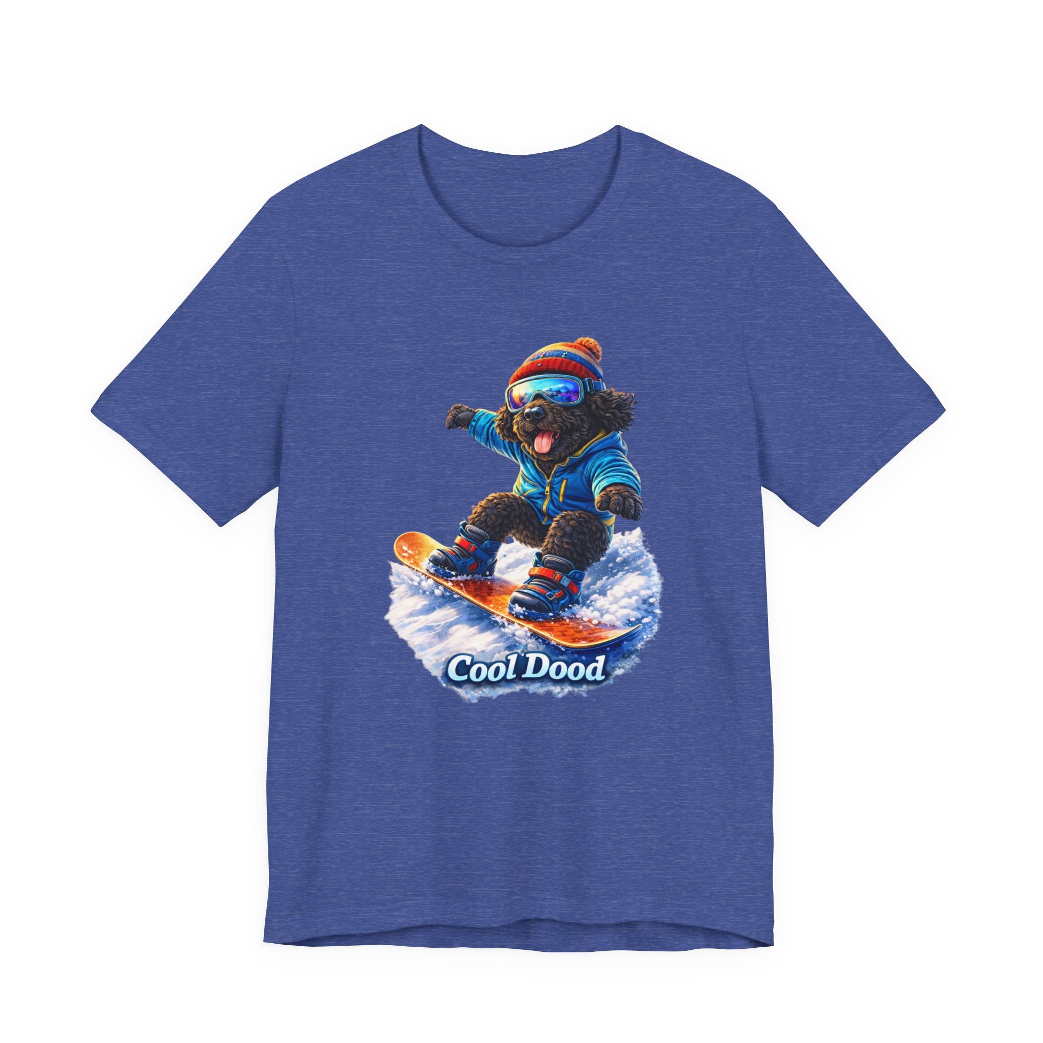 Cool Dood Snowboarding Tee — Cute Black Golden Doodle Snowboard Graphic T‑Shirt