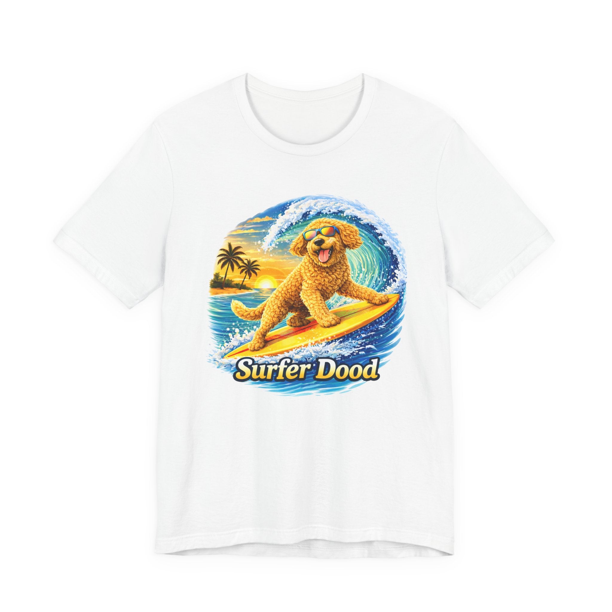 Surfer Dood T-Shirt — Cute Golden Doodle Surfing Graphic Tee