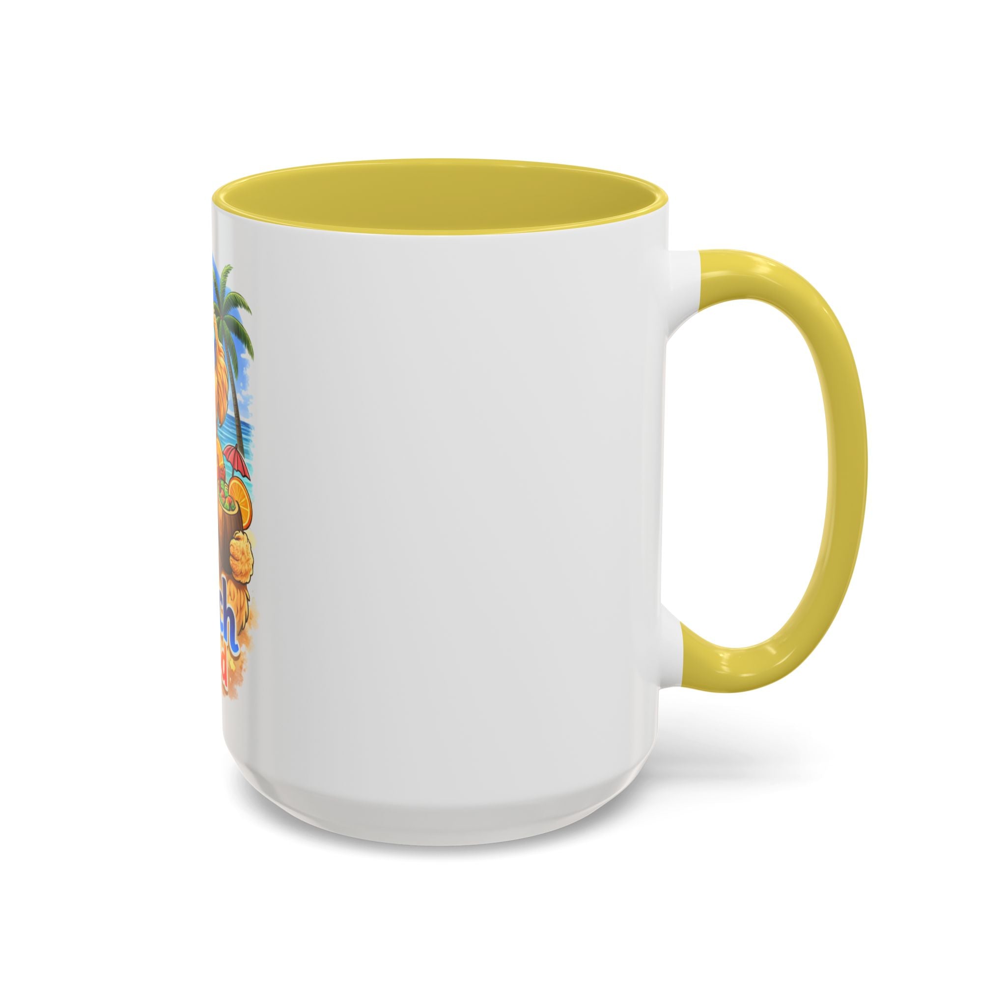 Beach Dood Dog Mug — Cute Golden Doodle with Sunglasses & Tropical Drink (15oz)