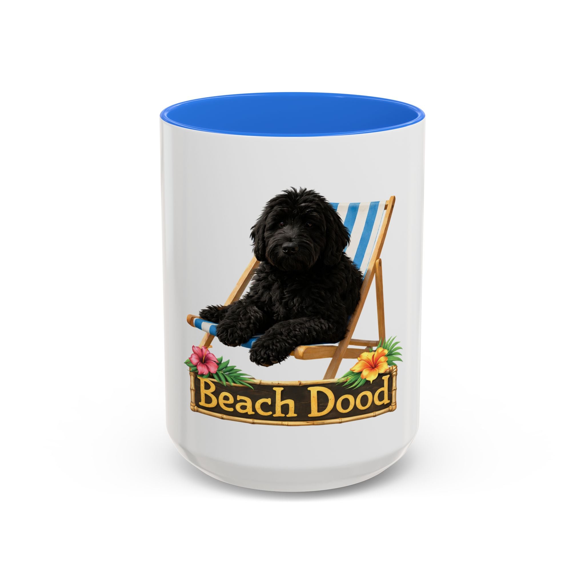 Beach Dood - Black Golden Doodle Beach Chair Mug - (15oz)