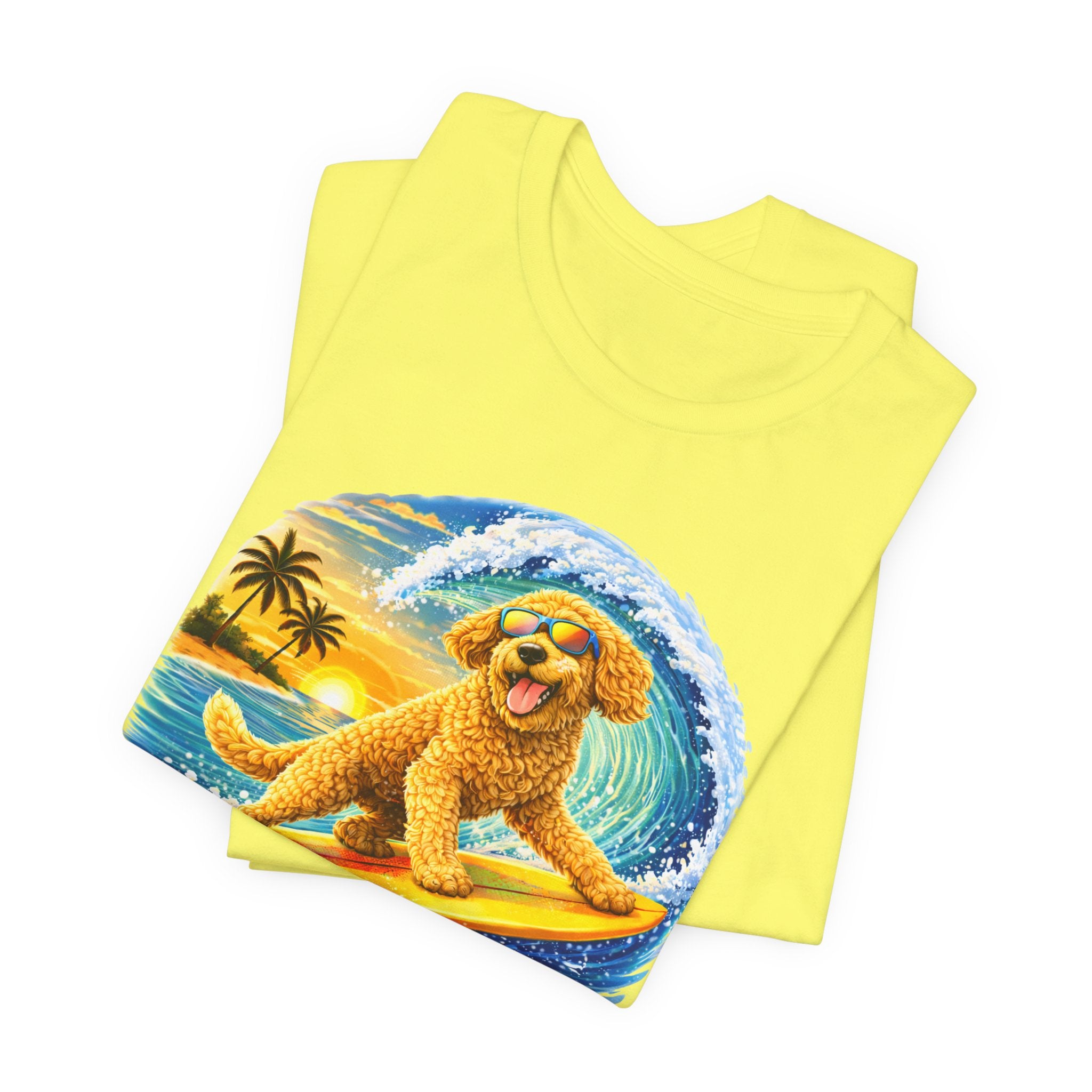 Surfer Dood T-Shirt — Cute Golden Doodle Surfing Graphic Tee