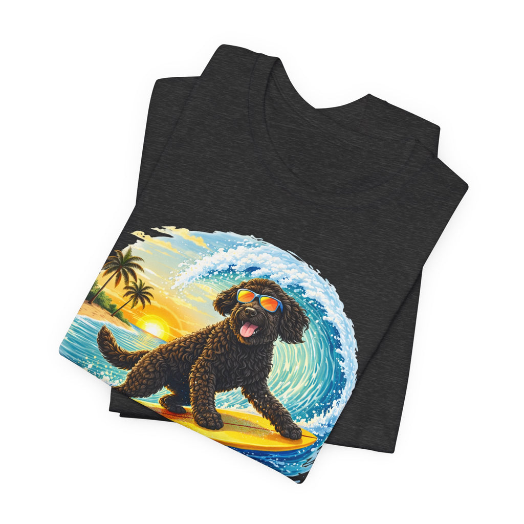 Surfer Dood T-Shirt — Cute Surfing Goldendoodle Dog Tee