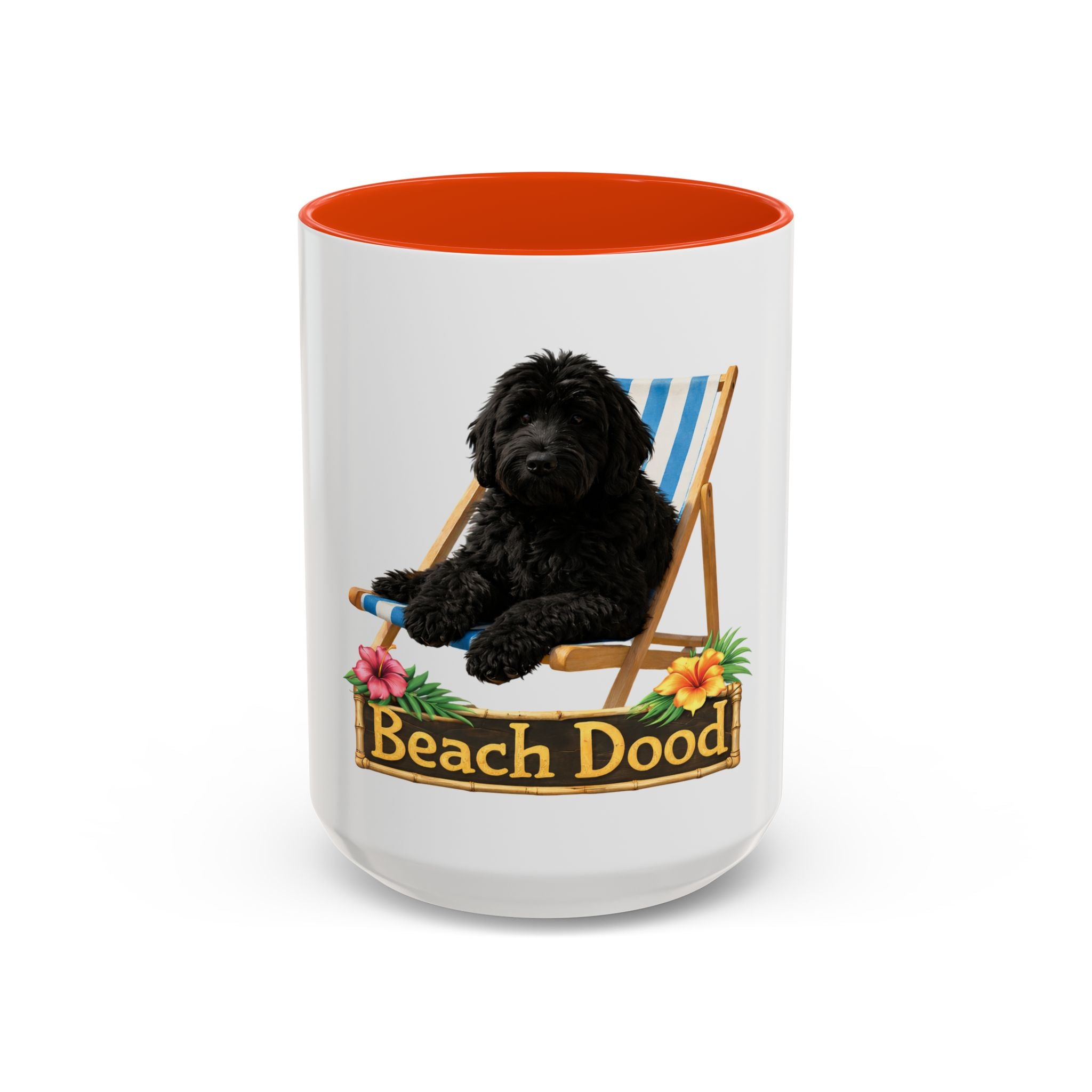 Beach Dood - Black Golden Doodle Beach Chair Mug - (15oz)