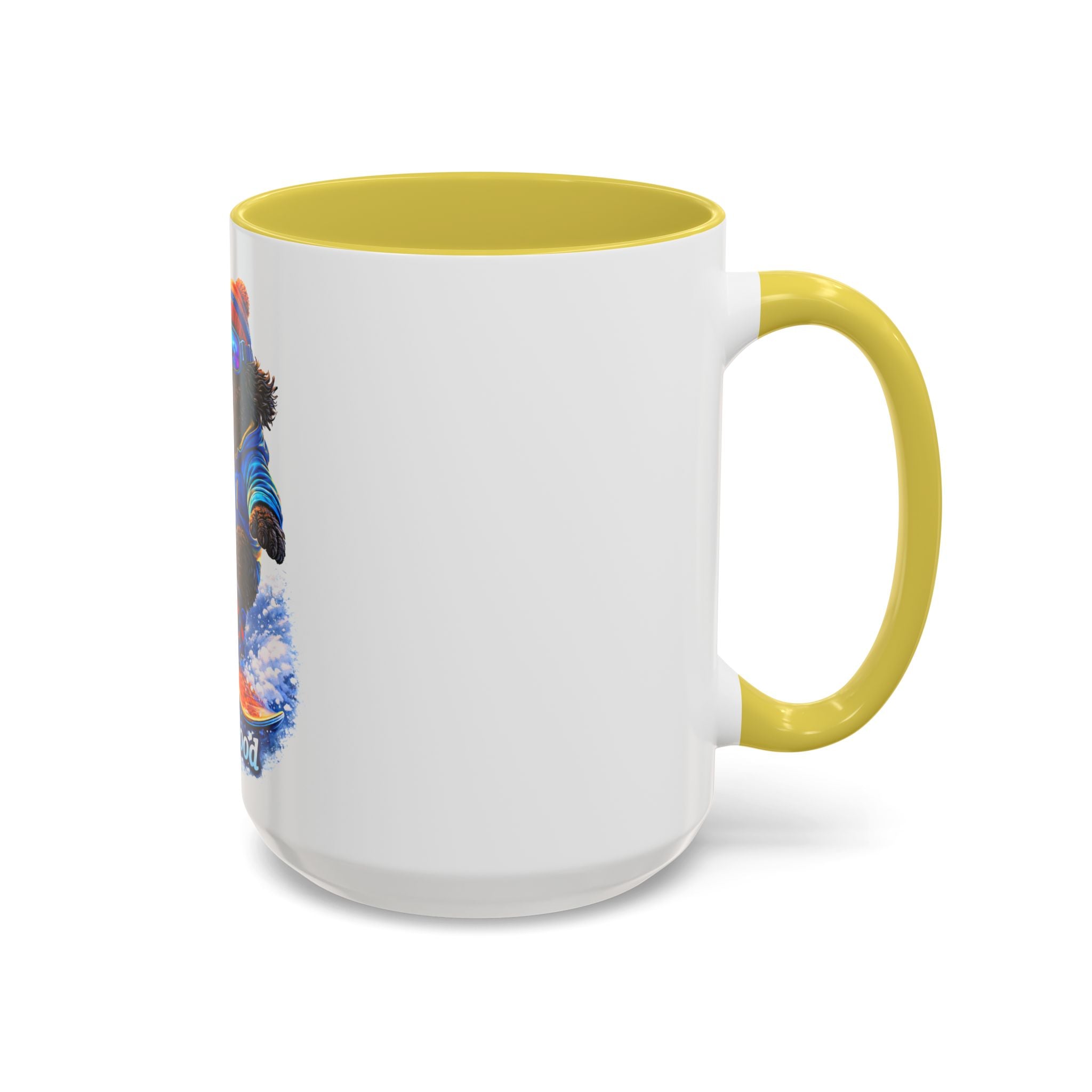Cool Dood Snowboarding Black Golden Doodle  Mug — (15oz)
