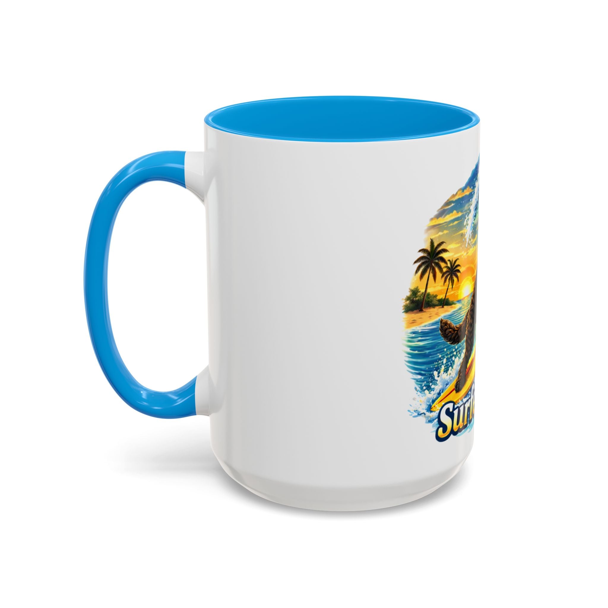 Surfer Dood Coffee Mug – Surfing Dog Graphic (15oz)