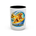 Golden Doodle Surfing Coffee Mug — Funny Colorful (15oz)