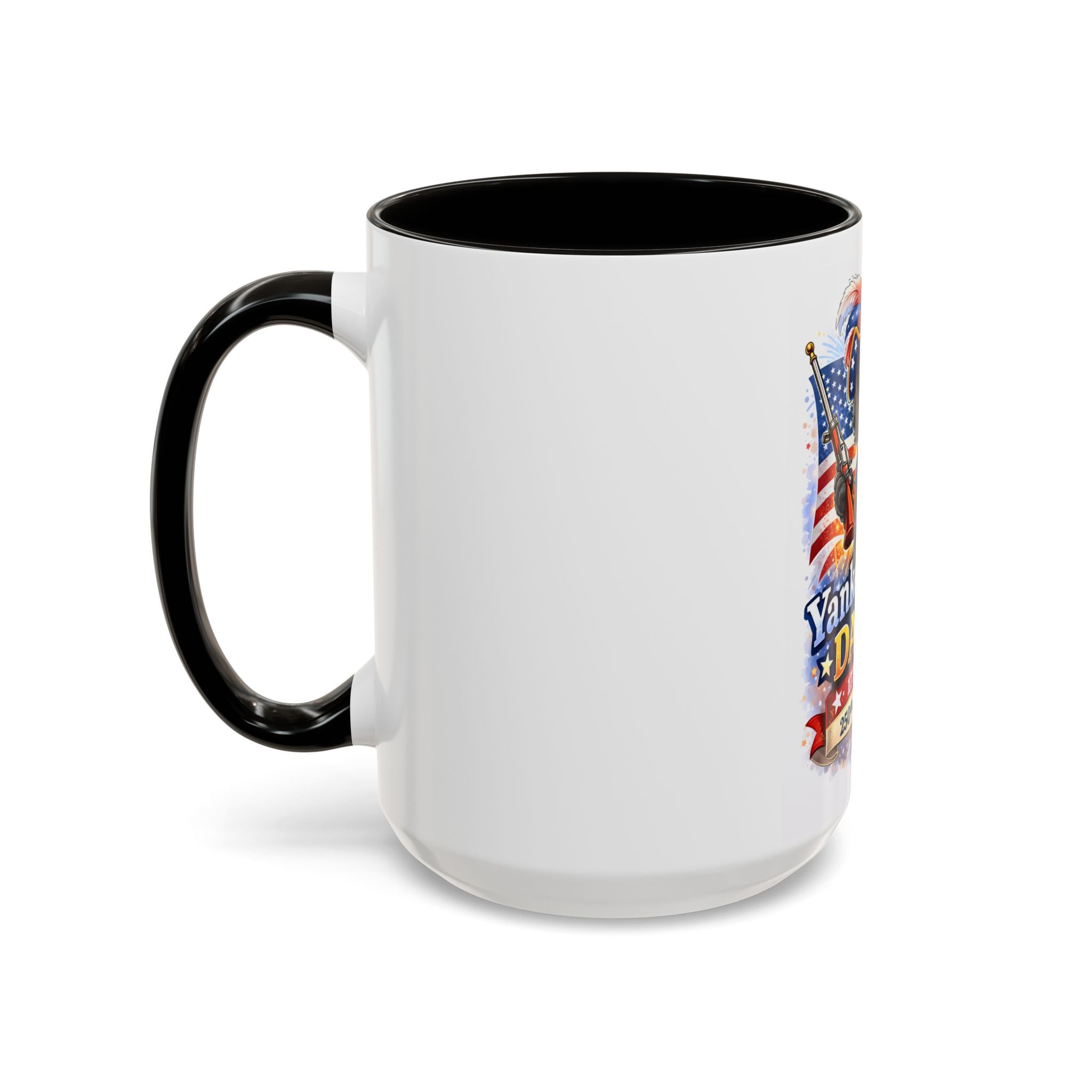 Fourth of July Yankee Doodle Dandy Mug — USA 250th Birthday Doodle Design (15oz)