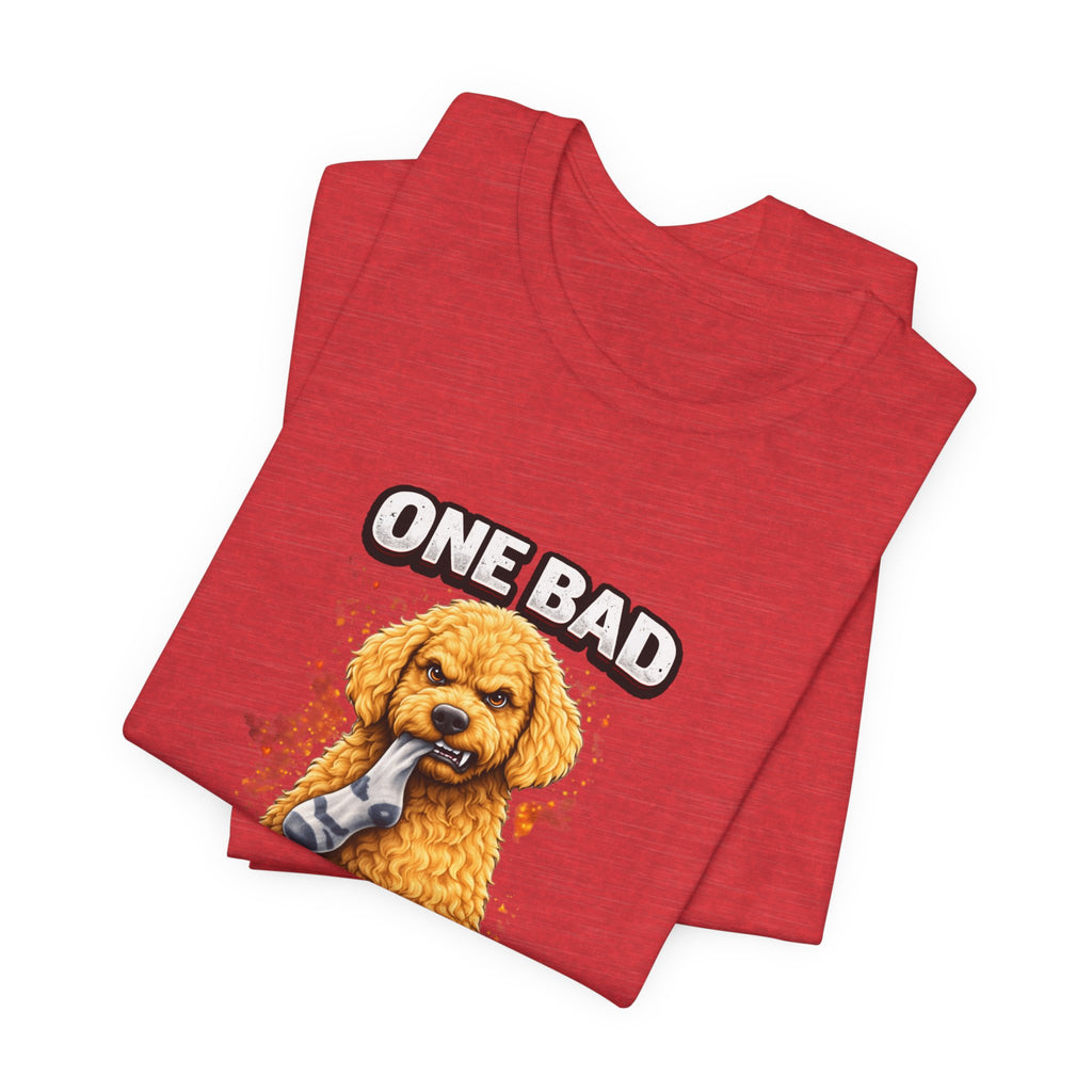 One Bad Dood Dog T-Shirt — Funny Golden Doodle Cartoon Tee for Dog Lovers