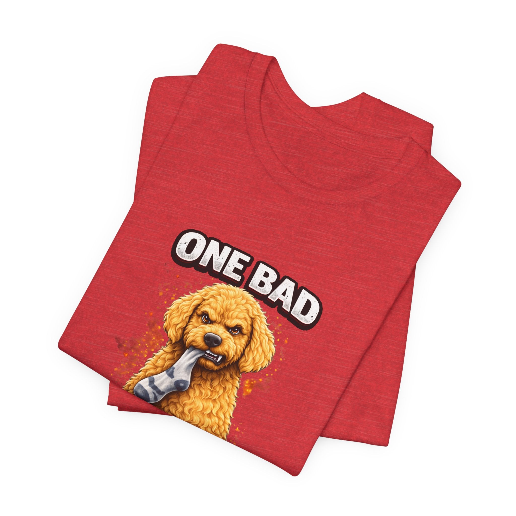 One Bad Dood Dog T-Shirt — Funny Golden Doodle Cartoon Tee for Dog Lovers